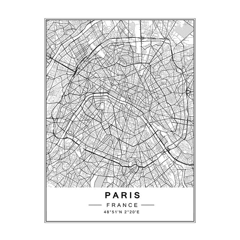 Canvanation PARIS 1 / 40x60 cm Map Monde Affiche