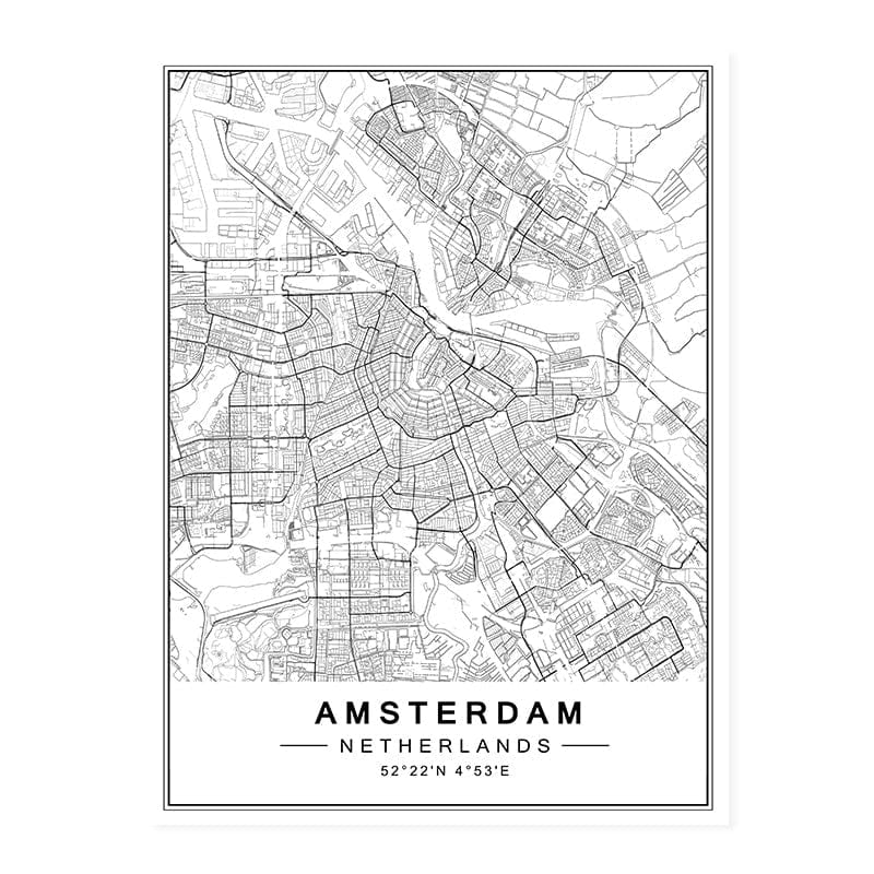 Canvanation AMSTERDAM / 40x60 cm Map Monde Affiche