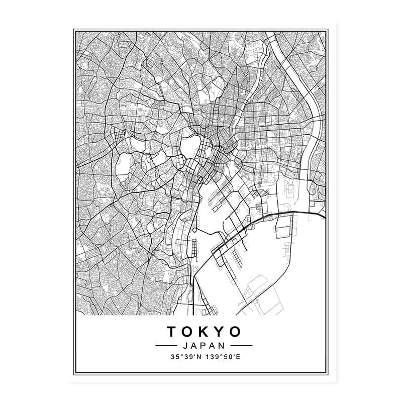 Canvanation TOKYO / 40x60 cm Map Monde Affiche