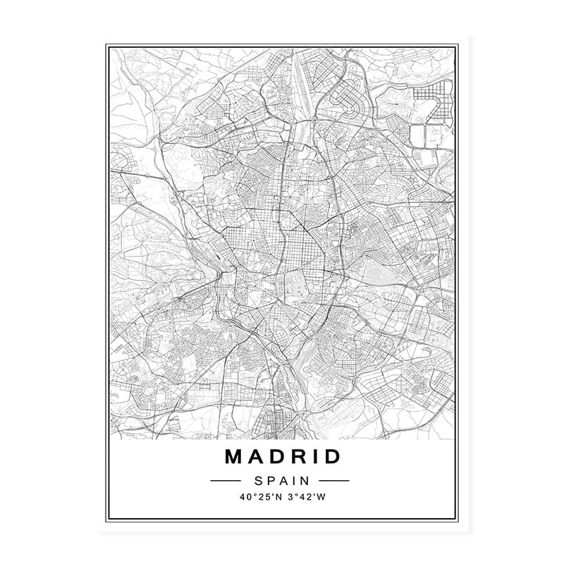 Canvanation MADRID / 40x60 cm Map Monde Affiche