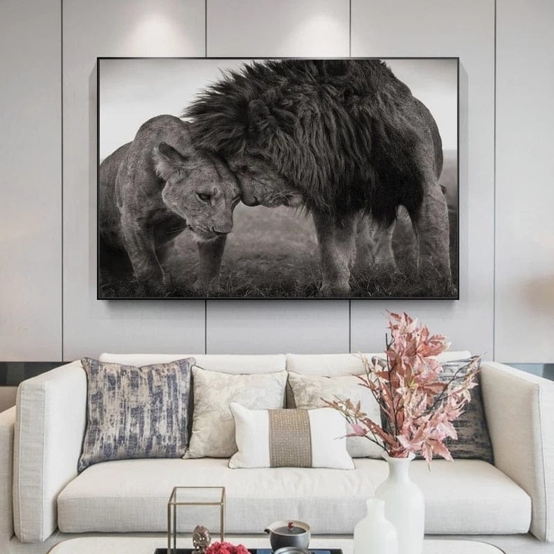 Canvanation Affiche Lion Noir Et Blanc