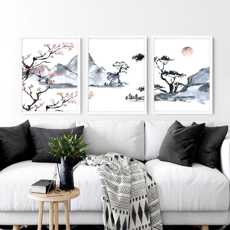 Canvanation Tableau Triptyque Cerisier Japonais