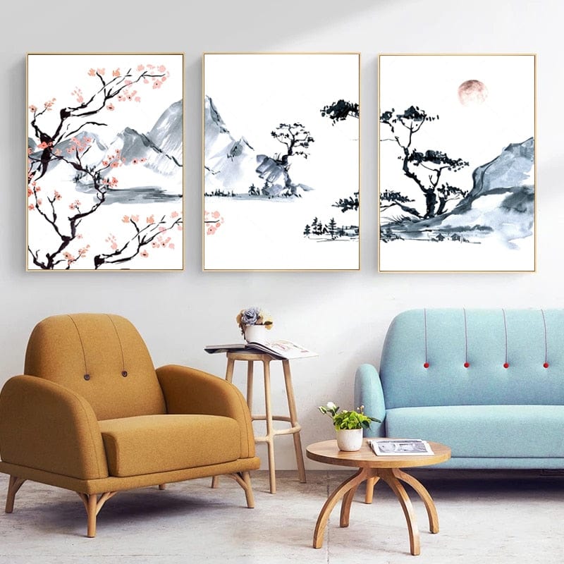 Canvanation Tableau Triptyque Cerisier Japonais