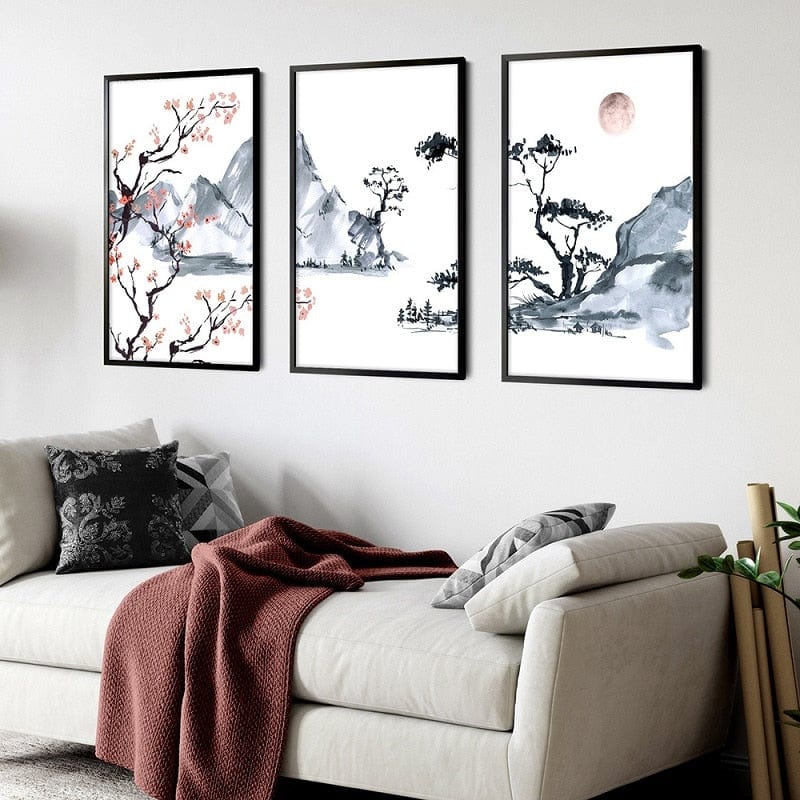 Canvanation Tableau Triptyque Cerisier Japonais