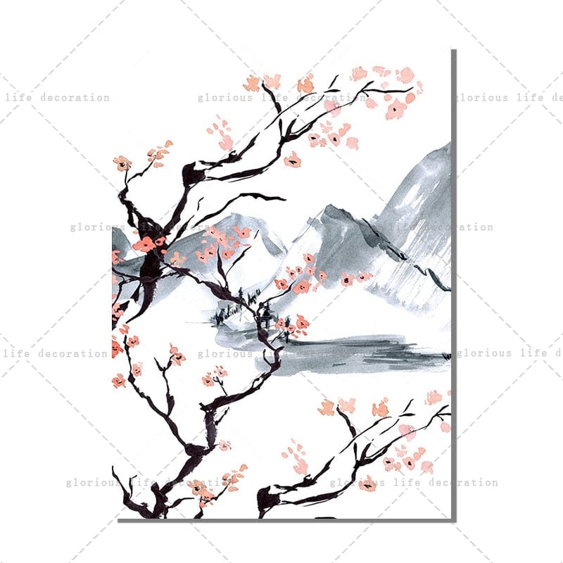 Canvanation 1 / 50X70cm / Sans Cadre Tableau Triptyque Cerisier Japonais