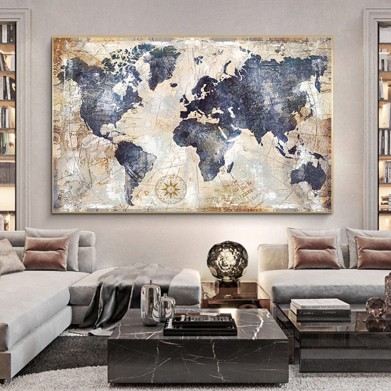 Canvanation 60x90cm / w1899 map-3 Toile Carte Du Monde