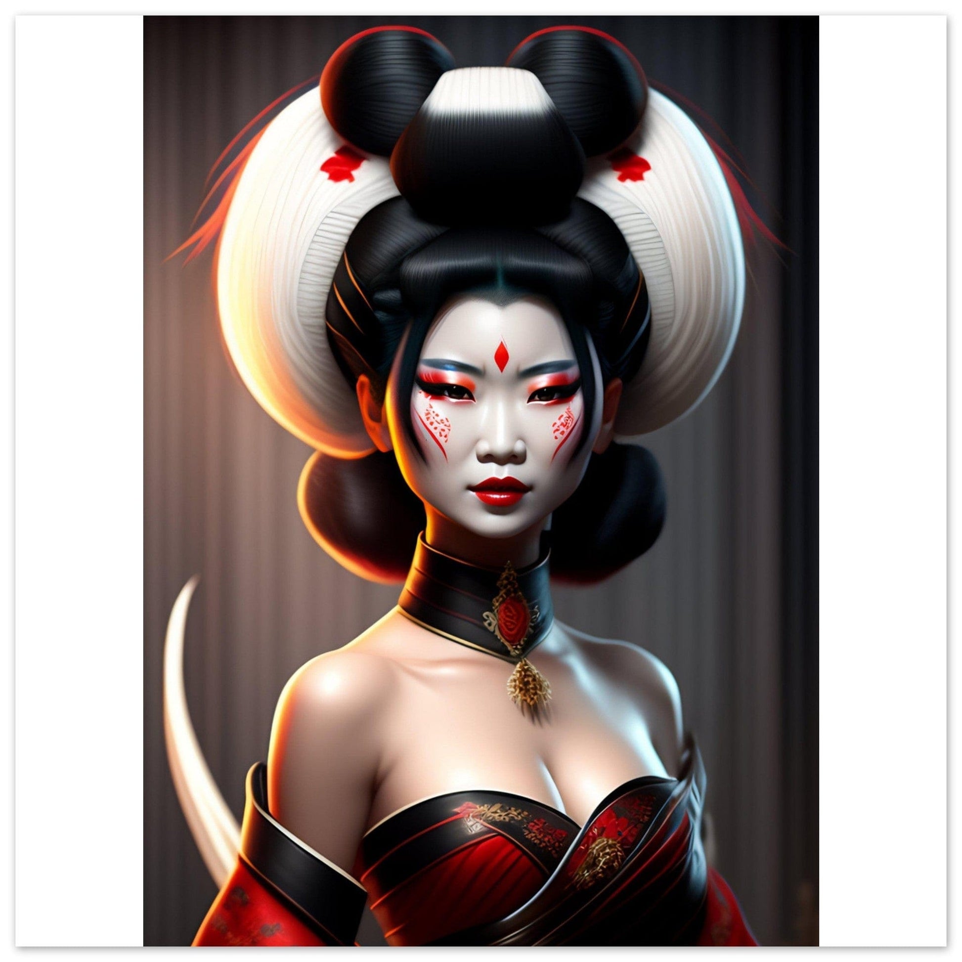 Poster Geisha Japon Long Cheveux Canvanation