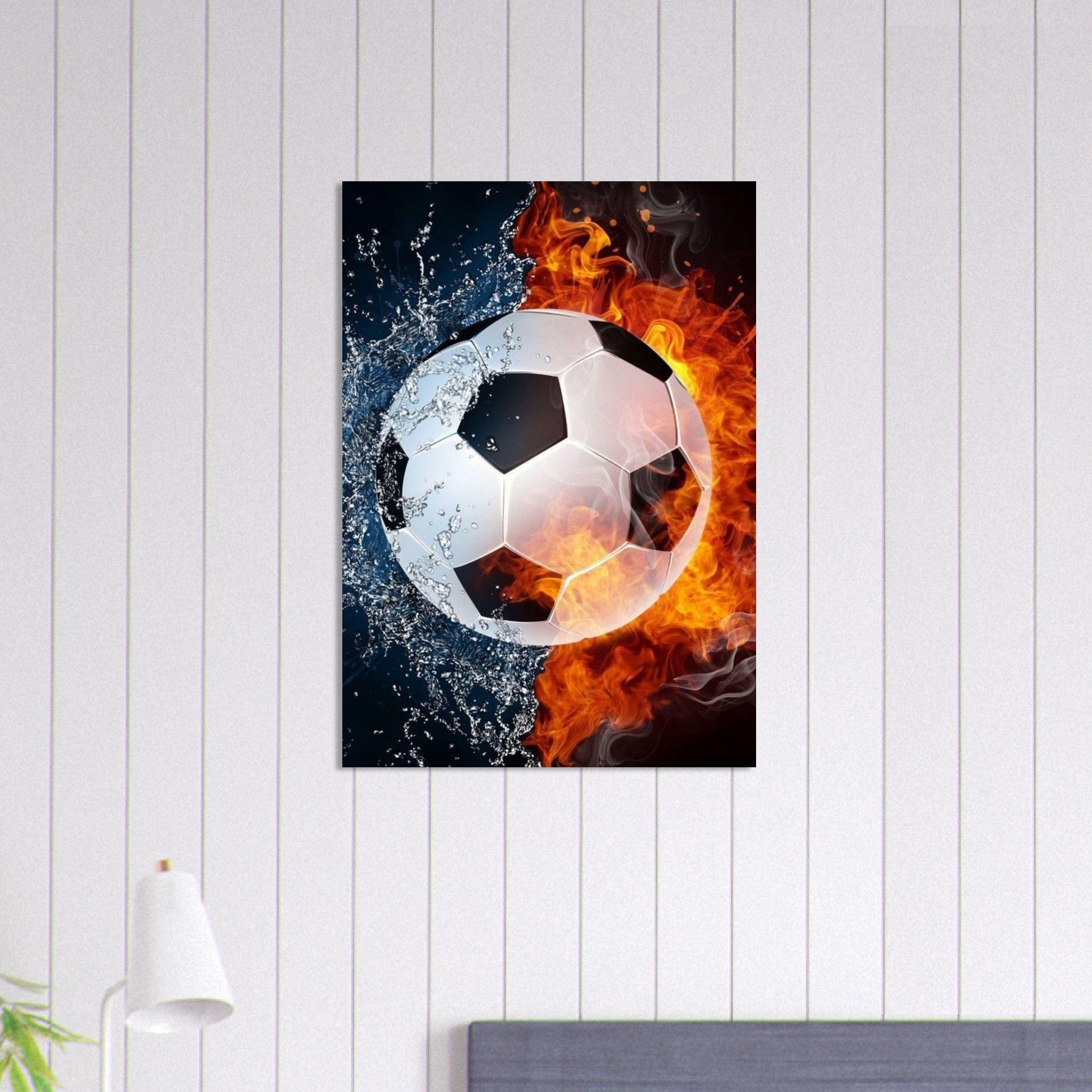 Poster Ballon Football Feu Eau