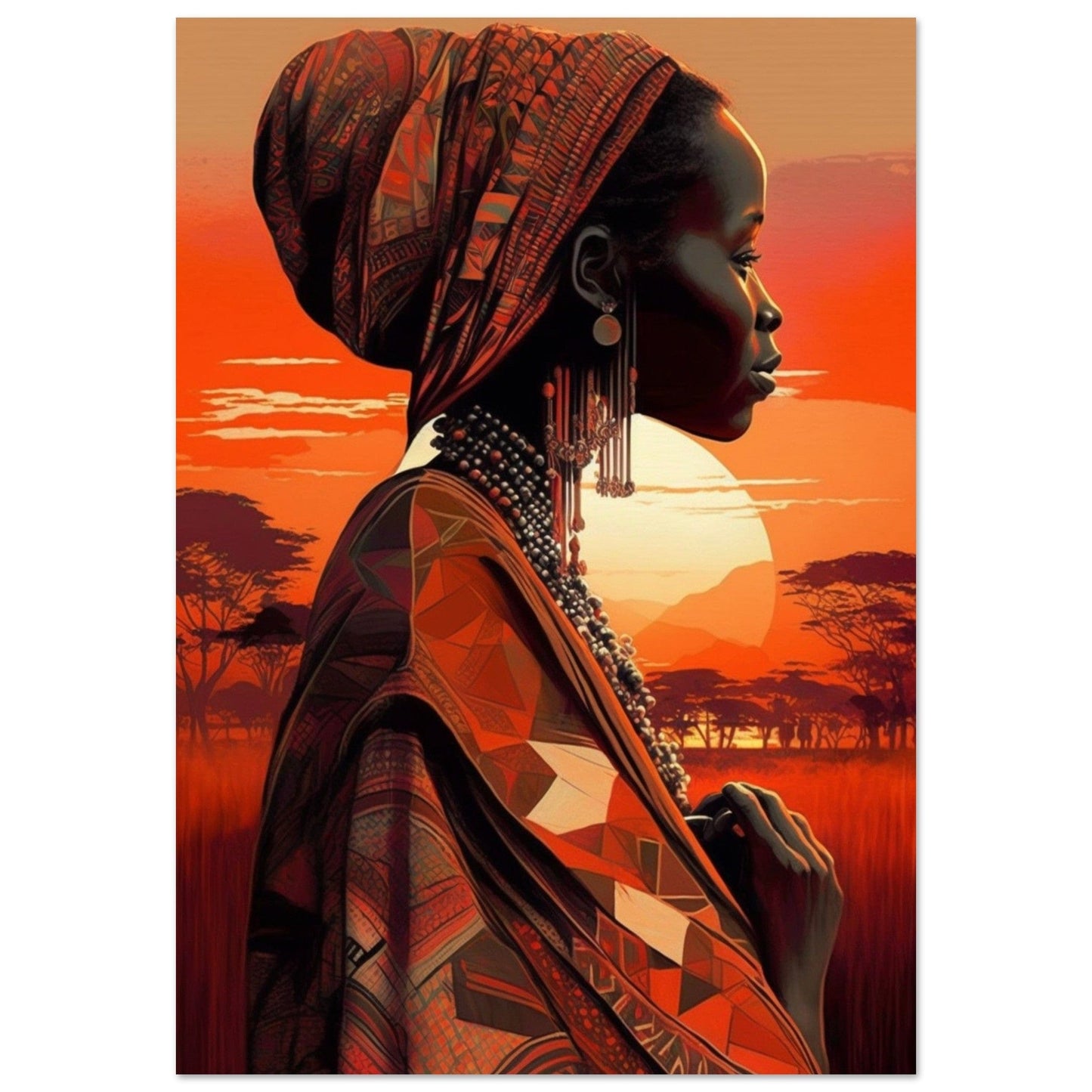 Tableau Africain Turban Rouge - Canvanation