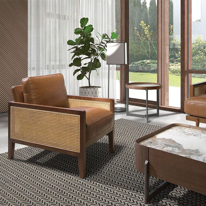 Canvanation Table d'Angle Ronde Moderne en Bois de Noyer et Marbre Blanc avec Structure en Acier Inoxydable