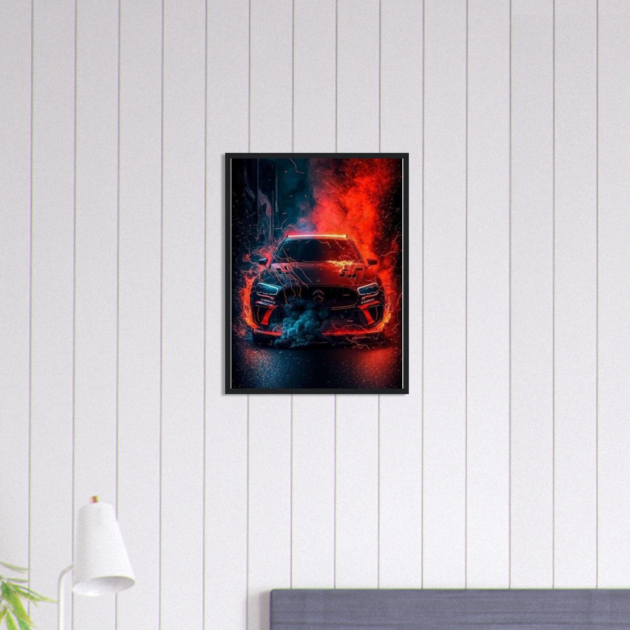 Canvanation Print Material 45x60 cm / 18x24″ Tableau Voiture Mercedes Police En Feu