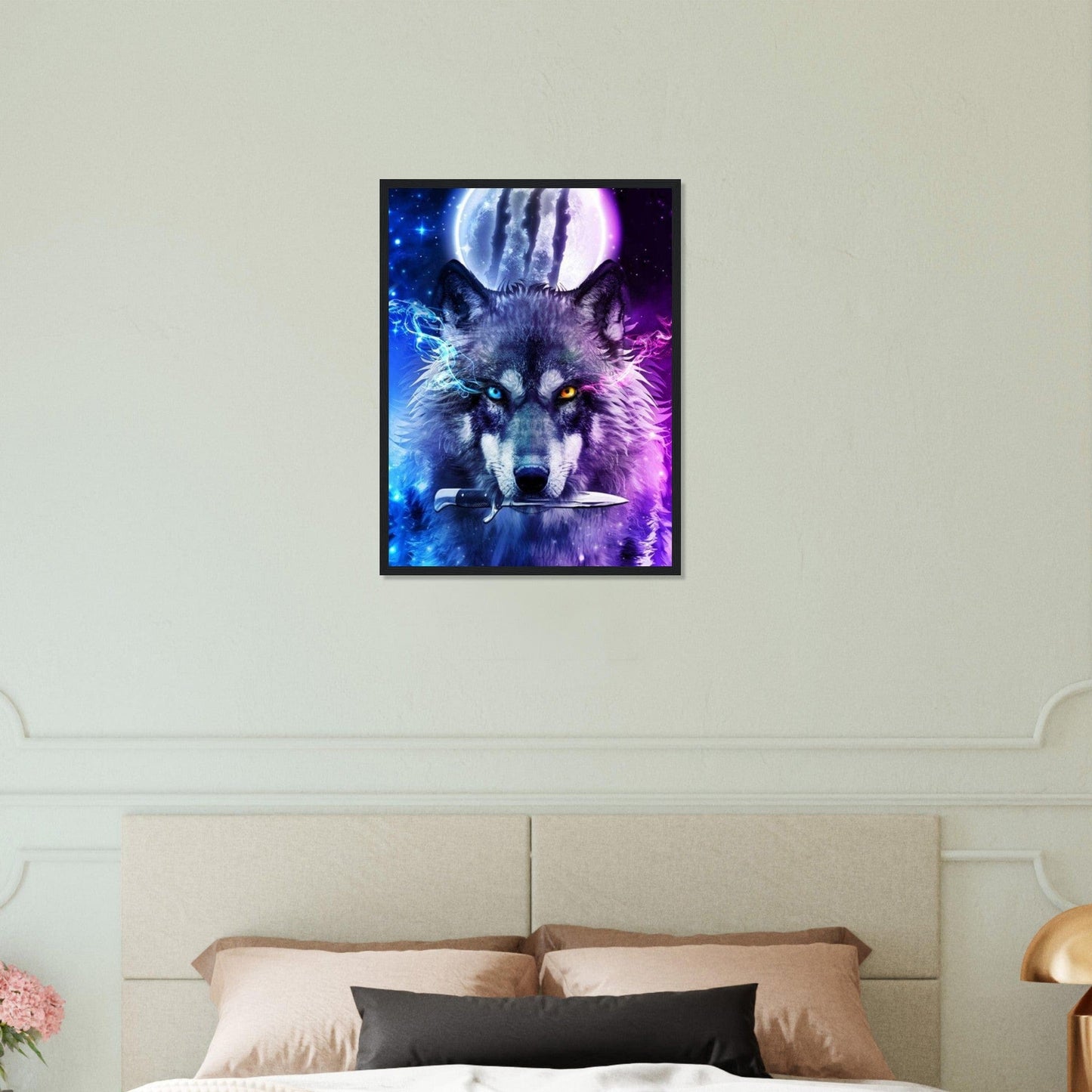 Tableau Loup Violet Et Bleu