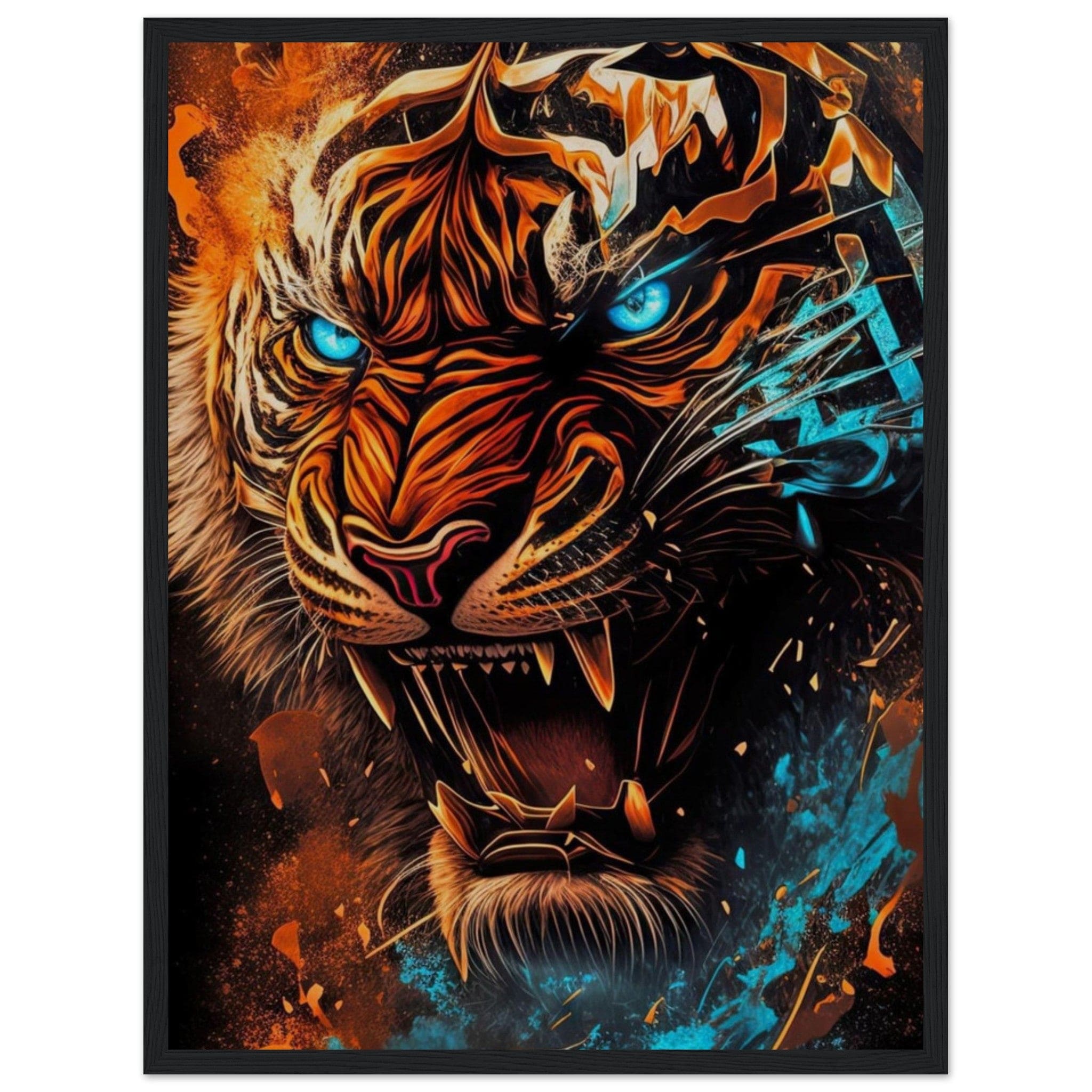 Canvanation Print Material 45x60 cm / 18x24″ Cadre Tigre Couleur Yeux Bleu