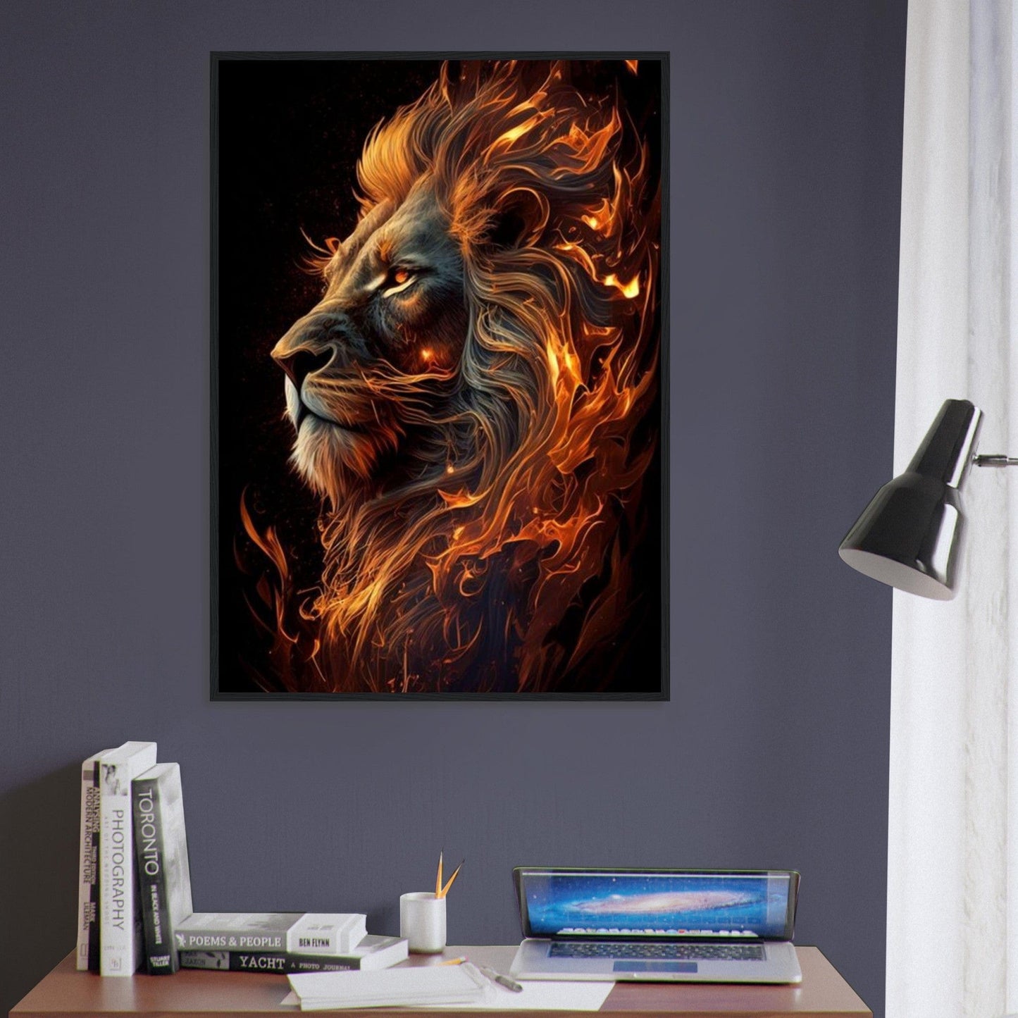 Tableau Lion Art Feu