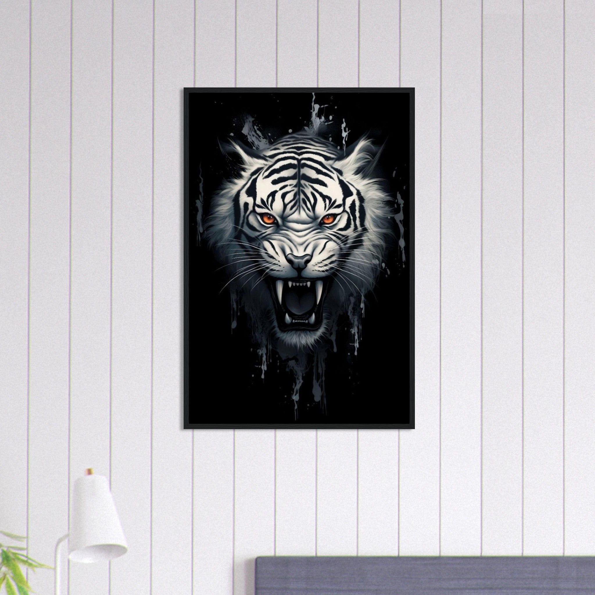 Canvanation Print Material 60x90 cm / 24x36″ Tableau Tigre Blanc qui Rugit