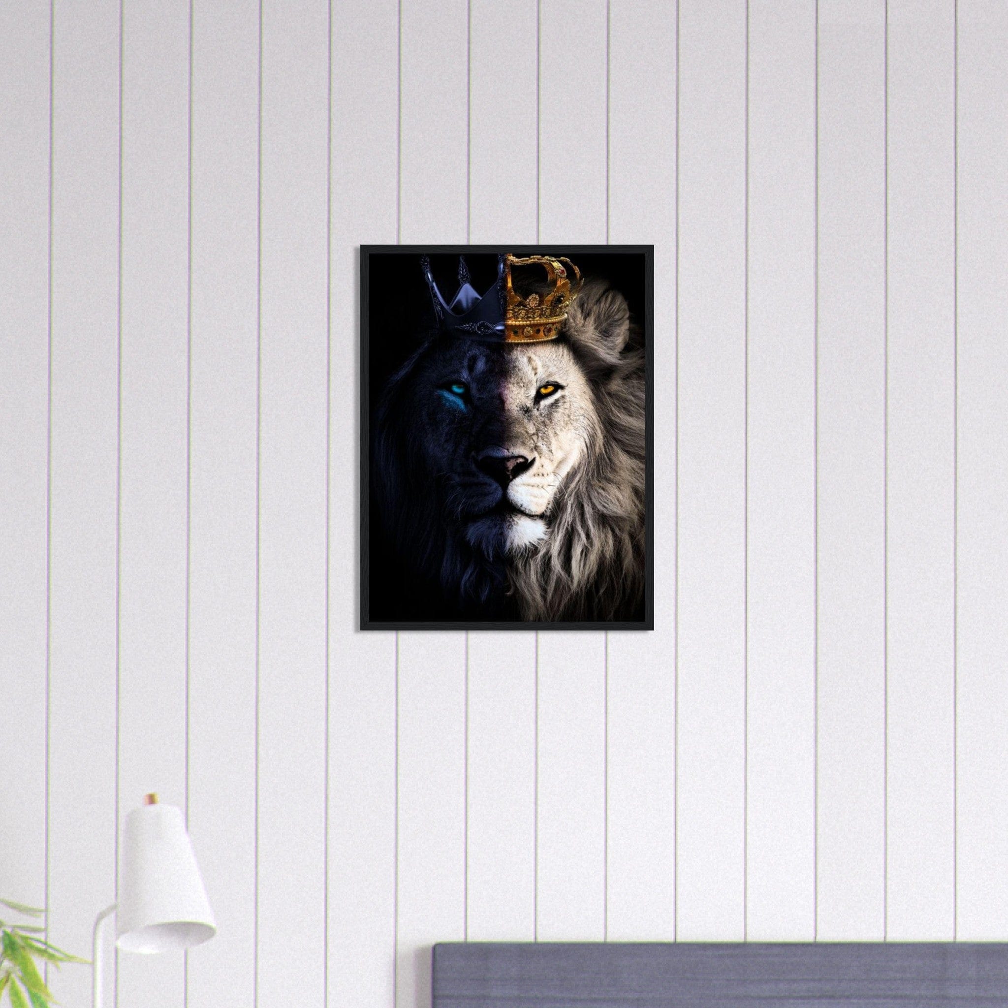 Canvanation Print Material 45x60 cm / 18x24″ Tableau Lion Blanc Et Bleu