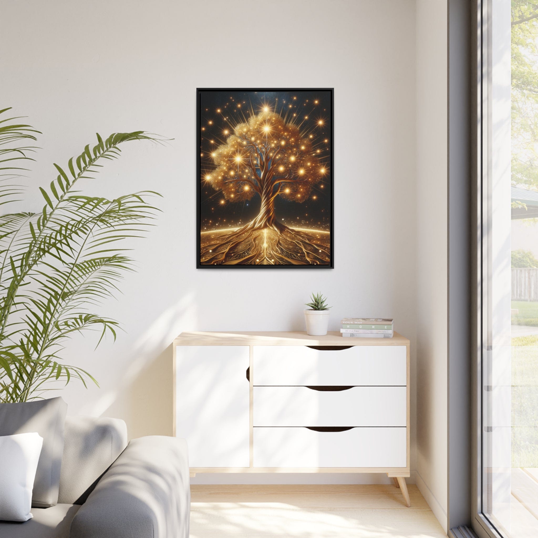 Printify Canvas Tableau Arbre De Vie Les Feuilles D'Or