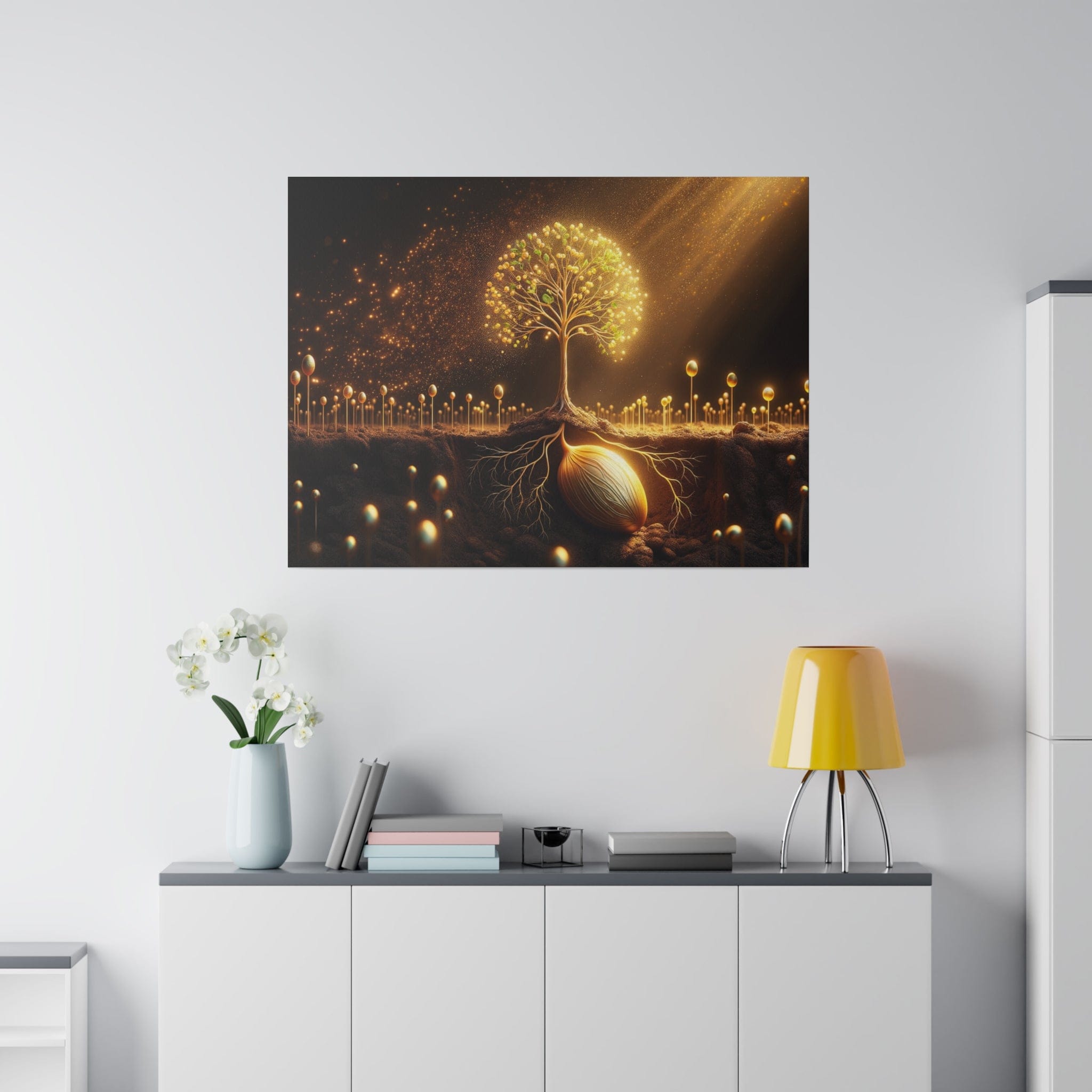 Printify Canvas 76.20 Cm" x 101.60 Cm" (Horizontal) Tableau L'Arbre de Vie scintillant d'or