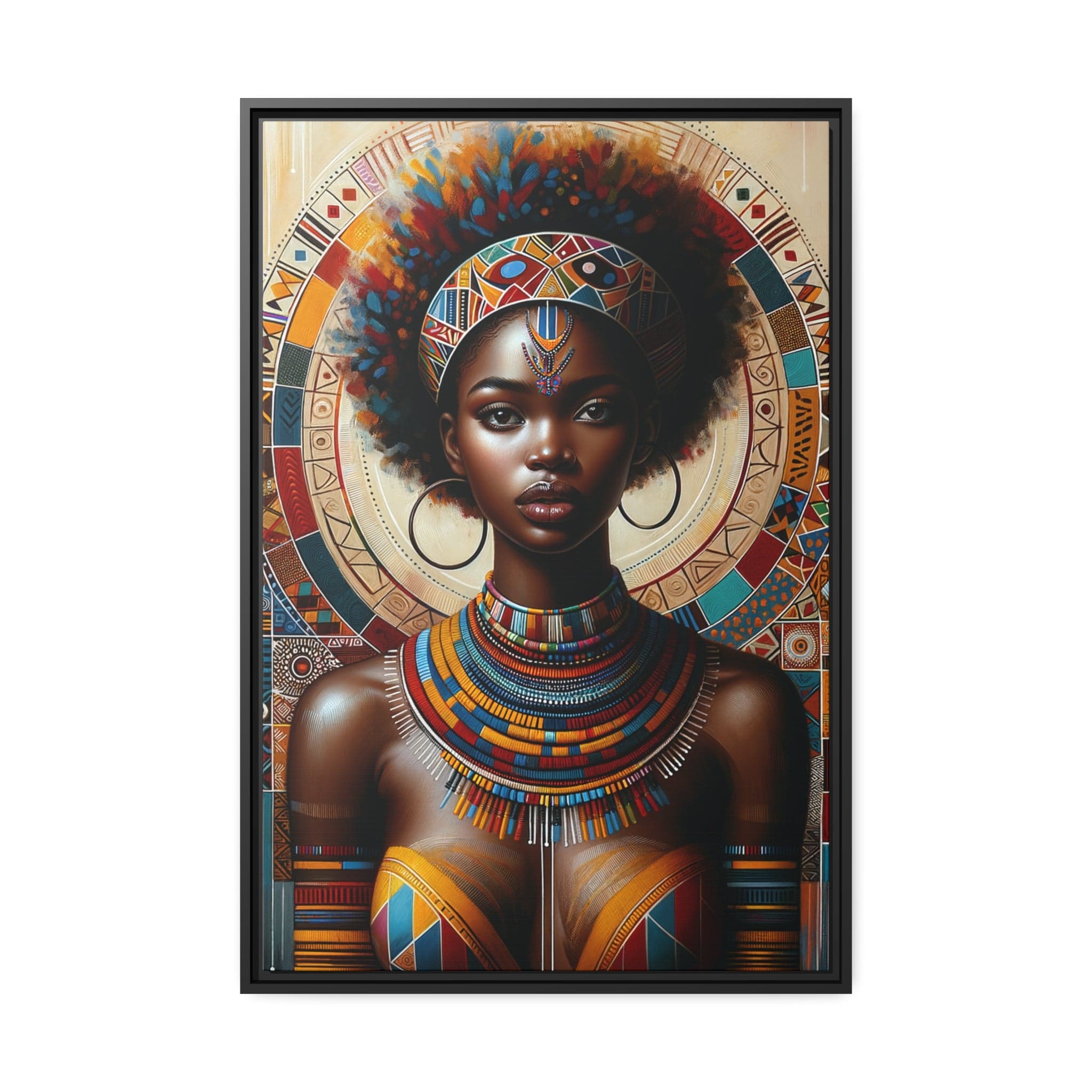 Printify Canvas 61.00 Cm″ x 91.40 Cm″ (Vertical) Tableau "Empowering African Women: A Vibrant and Resilient Tableau"