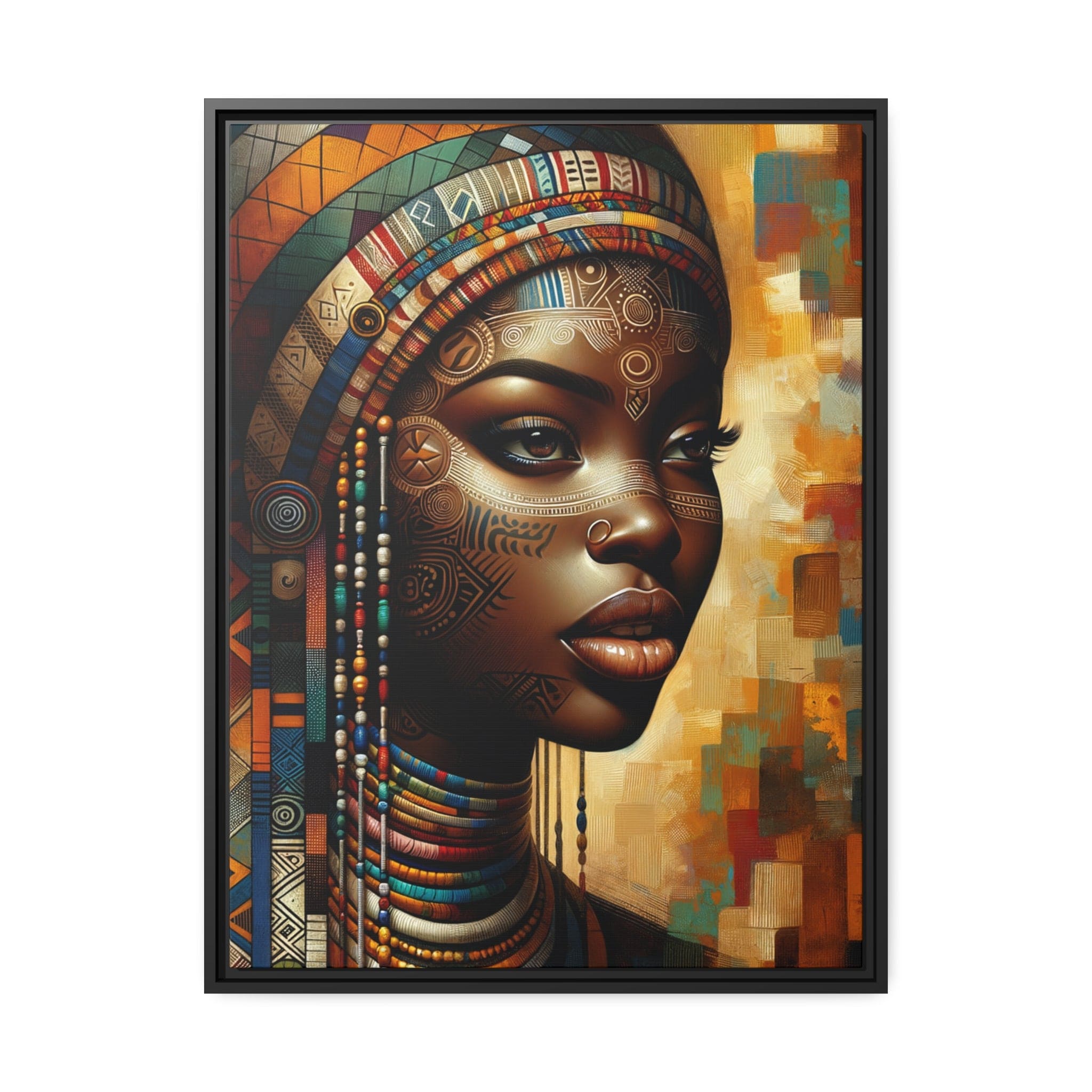 Printify Canvas 61.00 Cm" x 81.30 Cm" (Vertical) Tableau "Déesse africaine : une puissance féminine captivante"