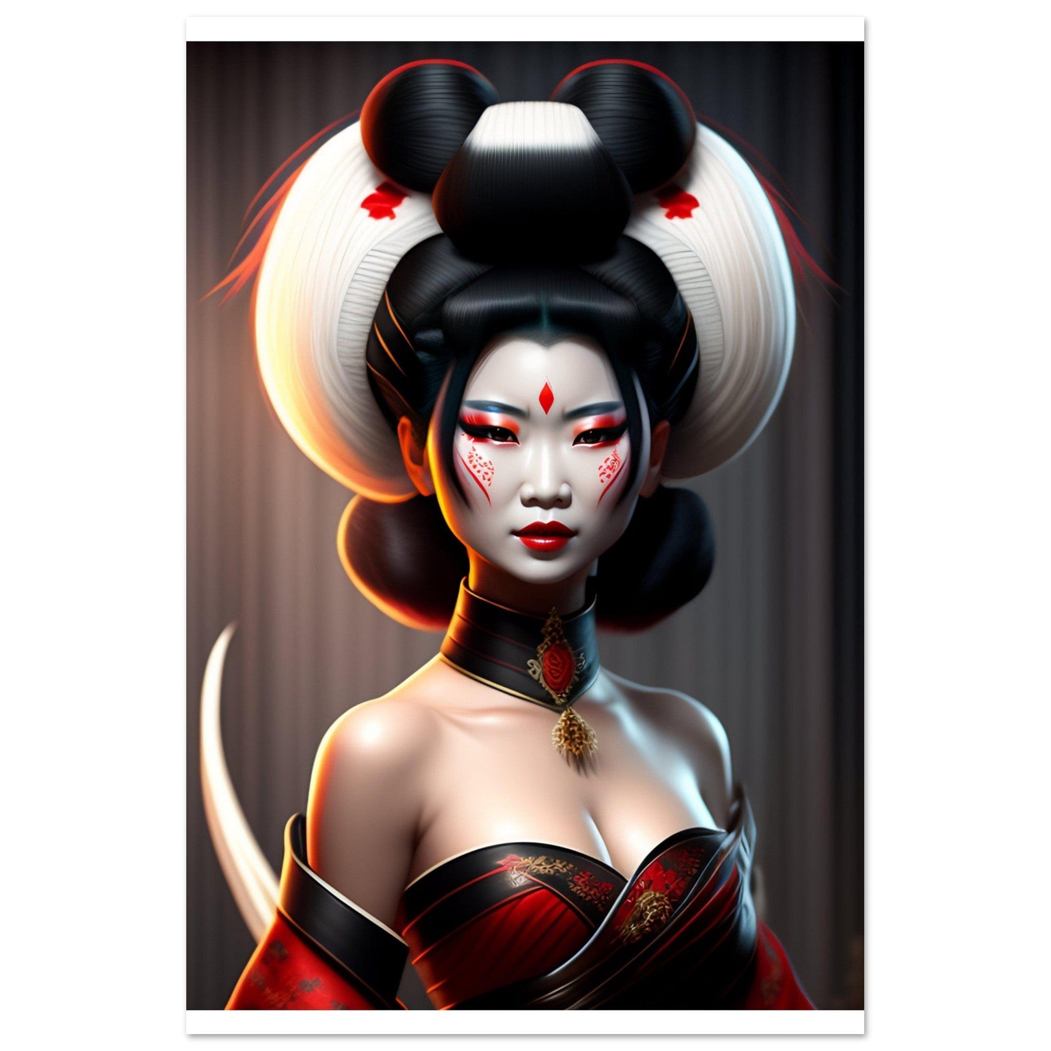 Poster Geisha Japon Long Cheveux Canvanation