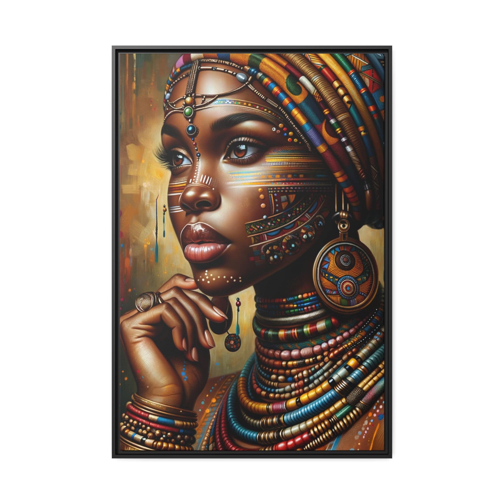 Printify Canvas 81.30 Cm″ x 121.90 Cm″ (Vertical) Tableau "Gloire et beauté : La femme africaine au cœur de l'art"