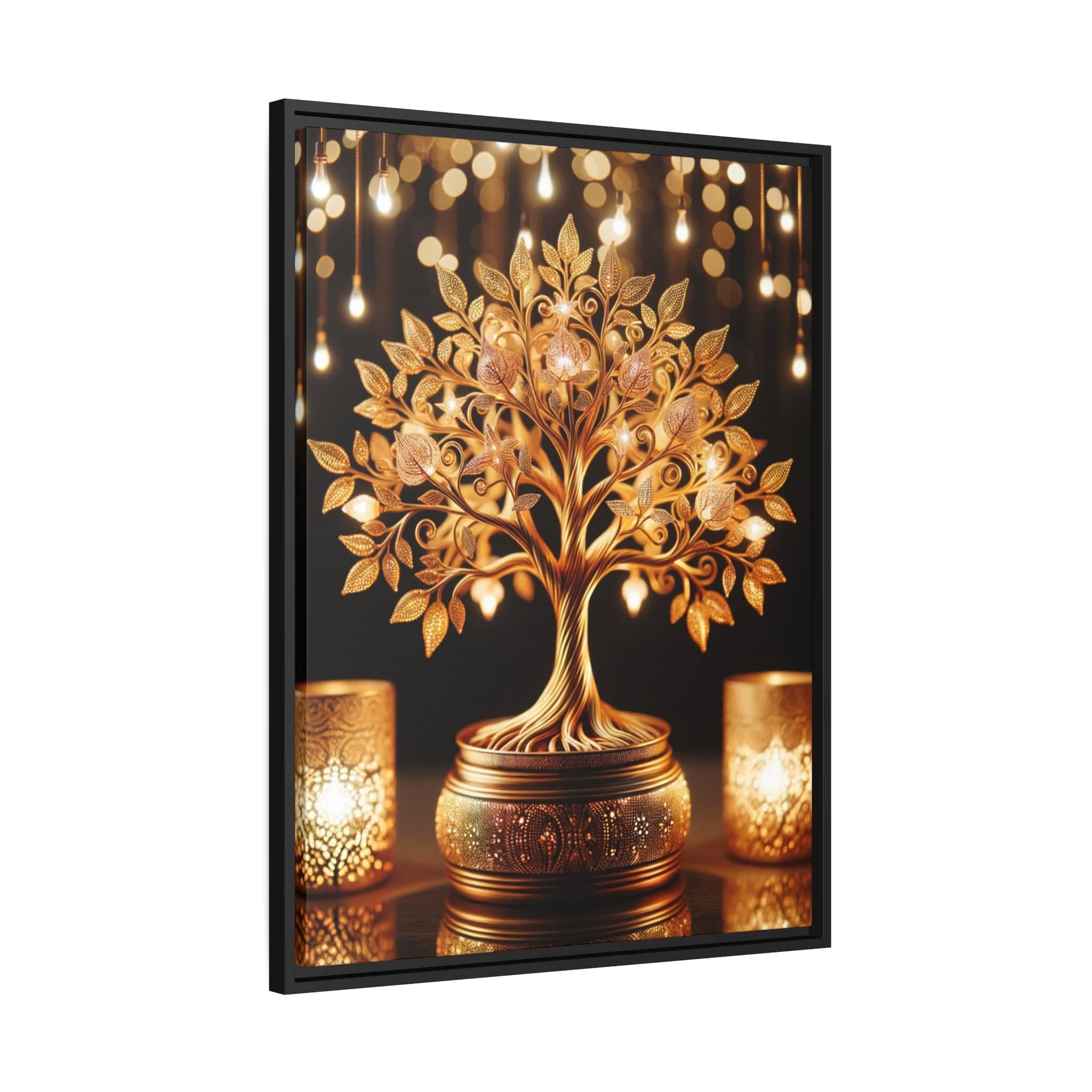 Printify Canvas Tableau Dorée Arbre De vie, Scintillant