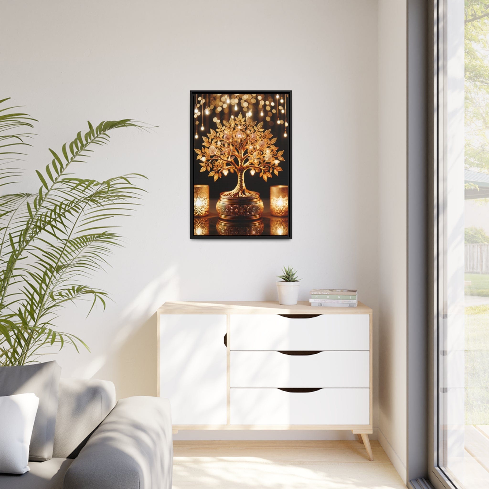 Printify Canvas Tableau Dorée Arbre De vie, Scintillant