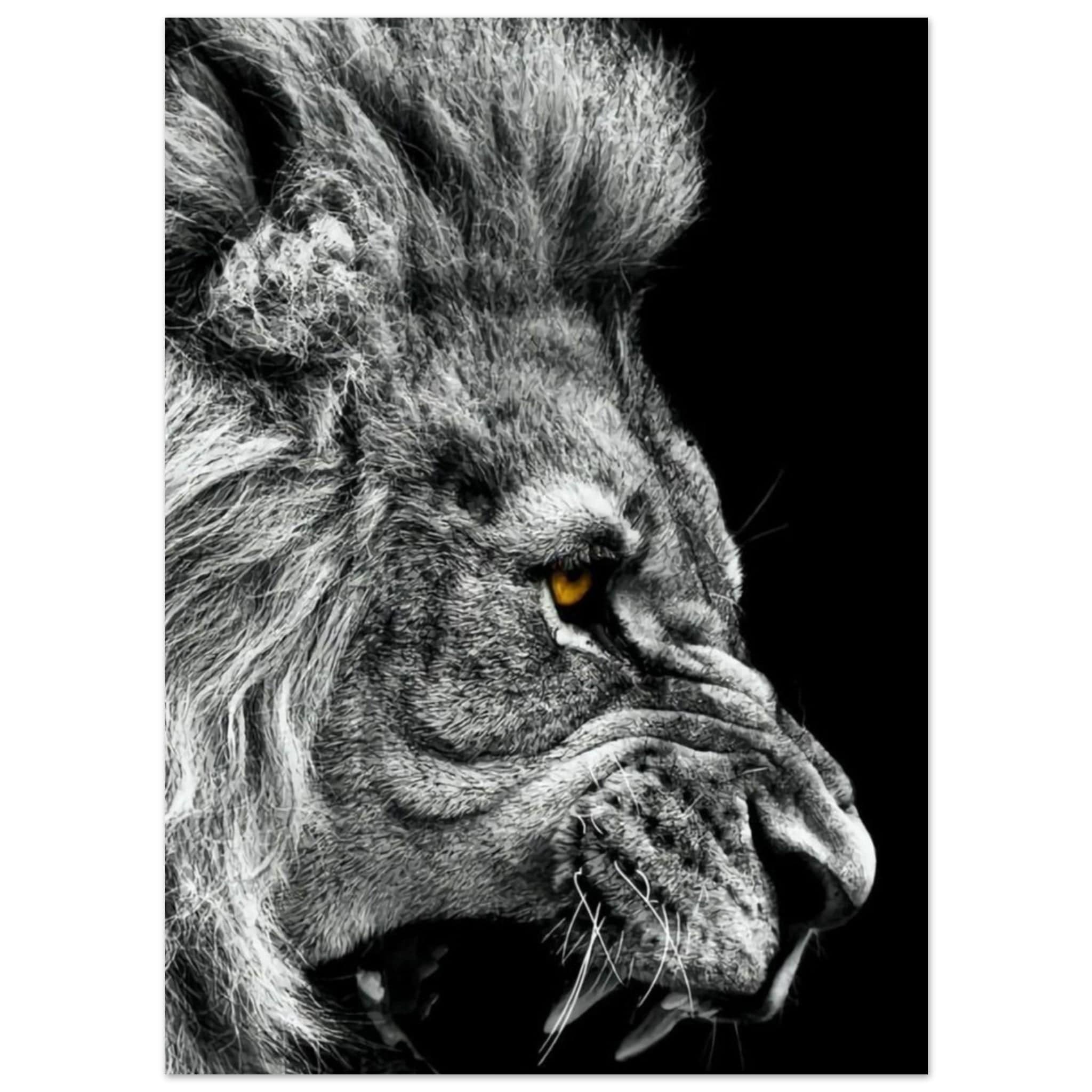 Canvanation Print Material 13x18 cm / 5x7″ Poster Lion Noir Et Blanc Rugissement