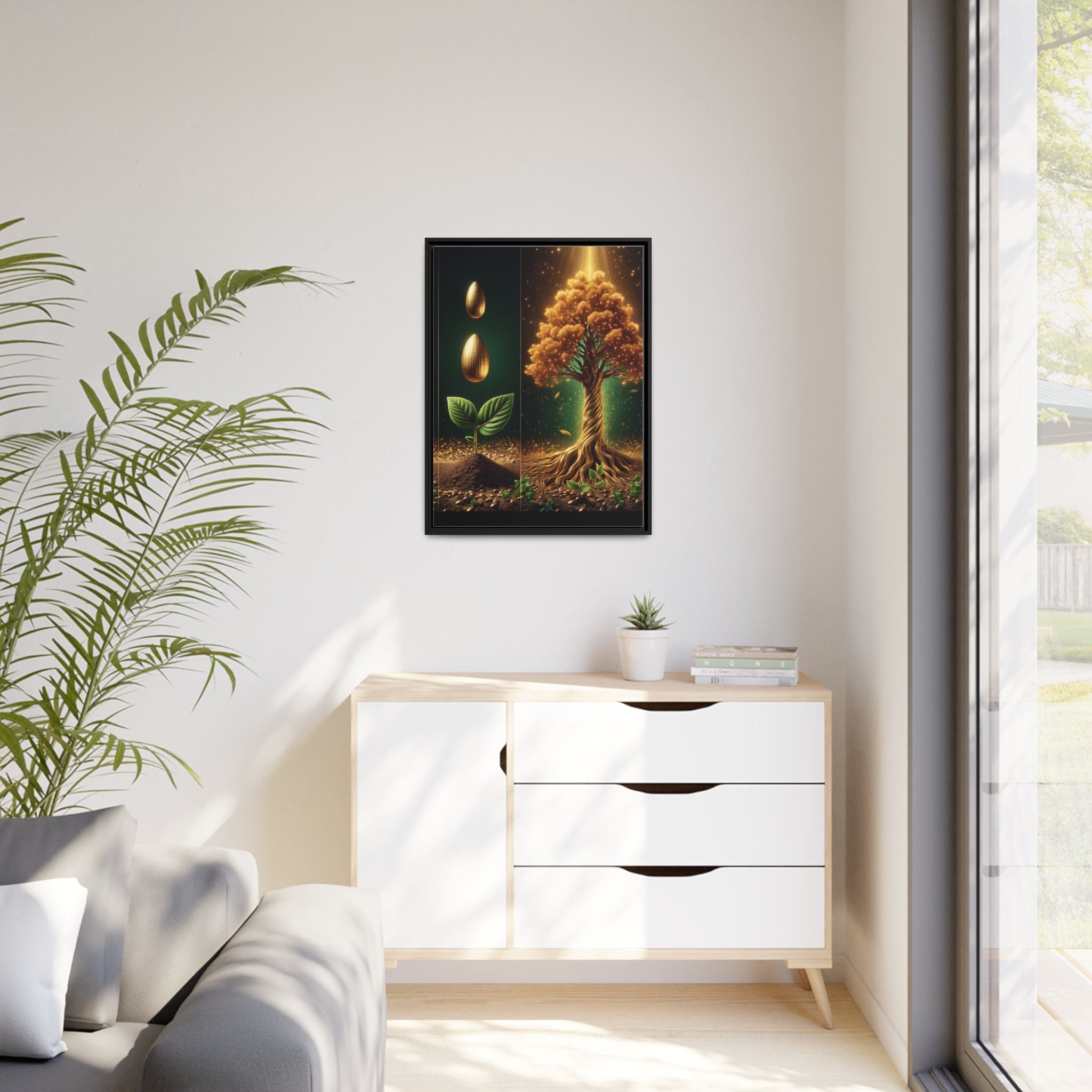 Printify Canvas Tableau La splendeur éternelle d'un Arbre de Vie doré