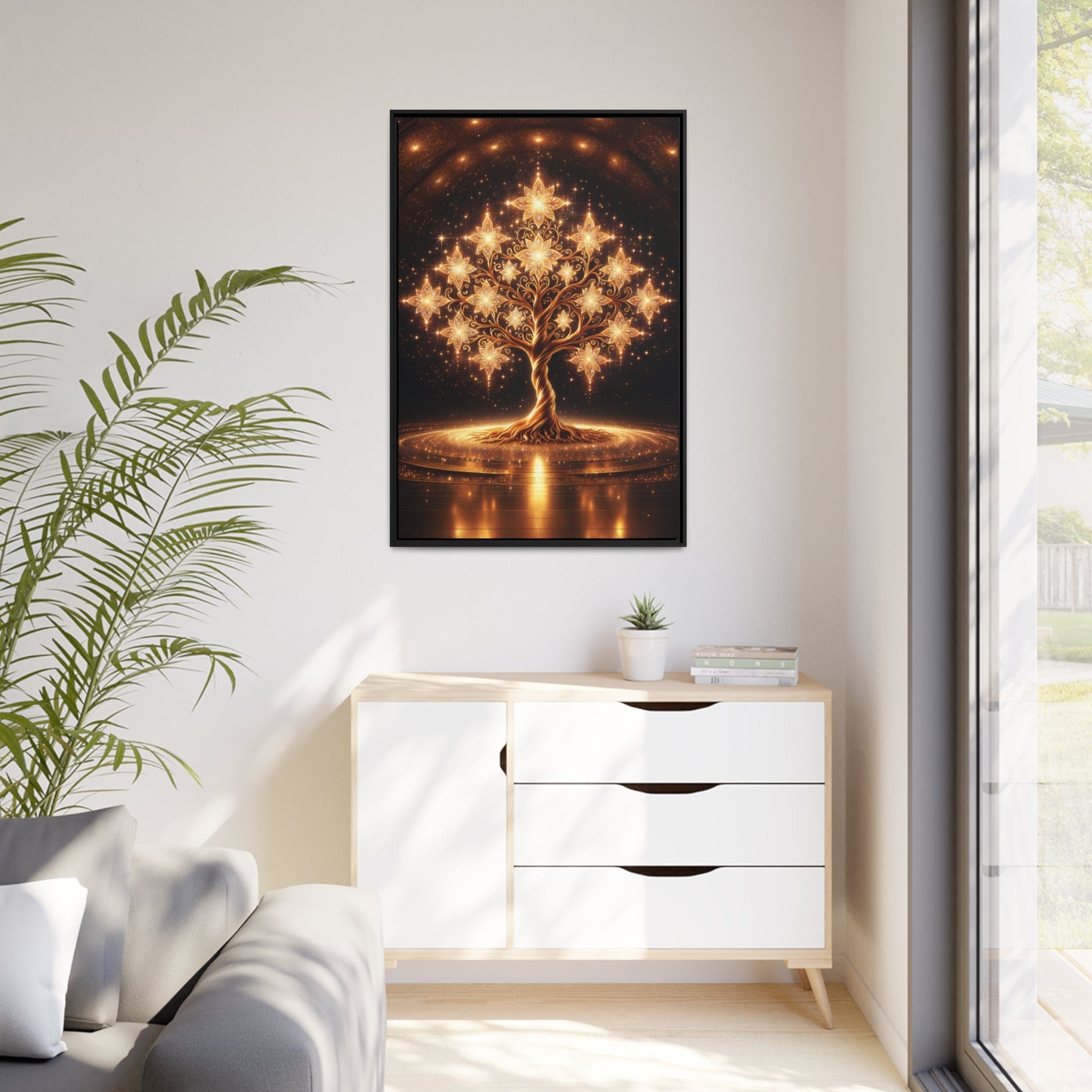 Printify Canvas Tableau Arbre De Vie Nuance D'or