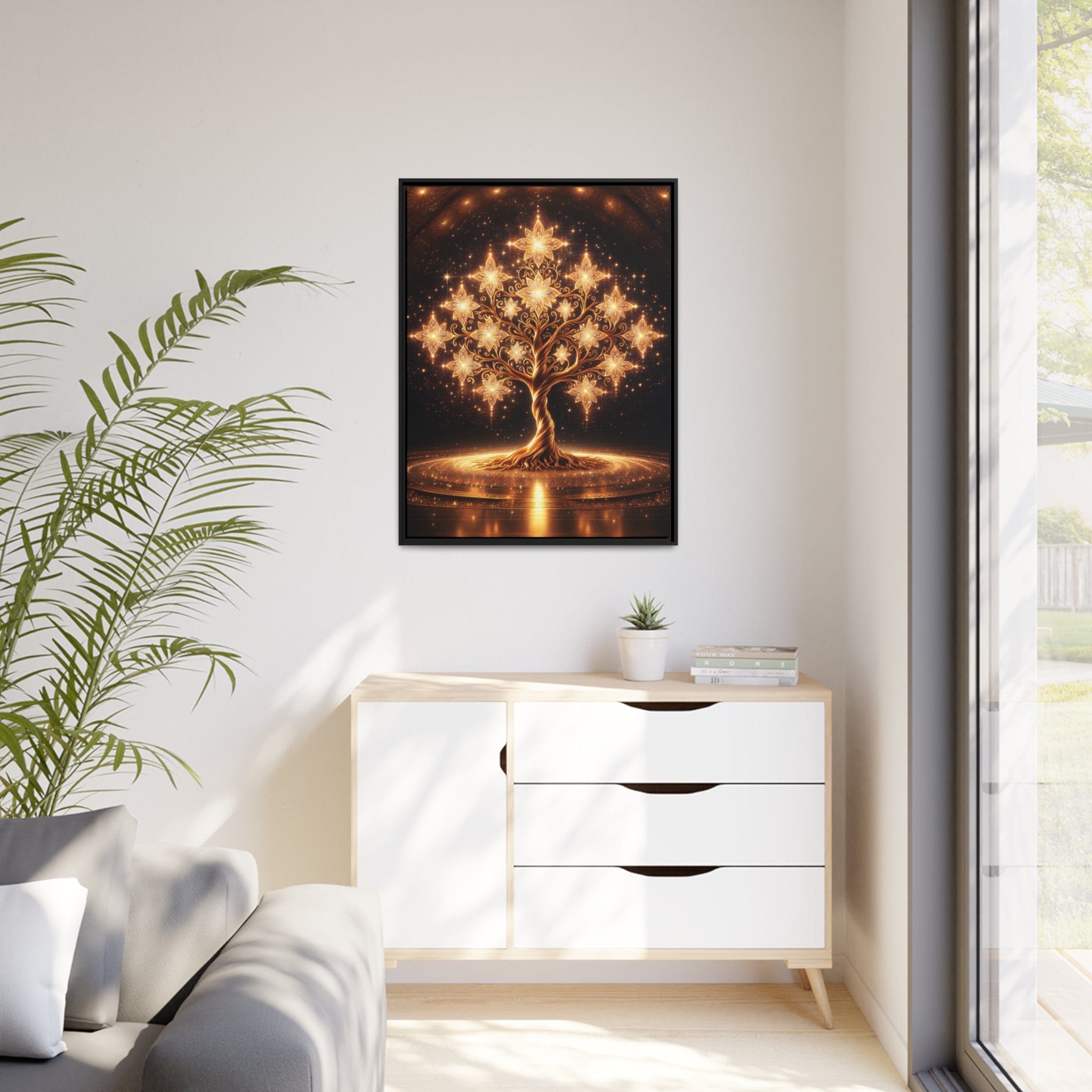 Printify Canvas Tableau Arbre De Vie Nuance D'or