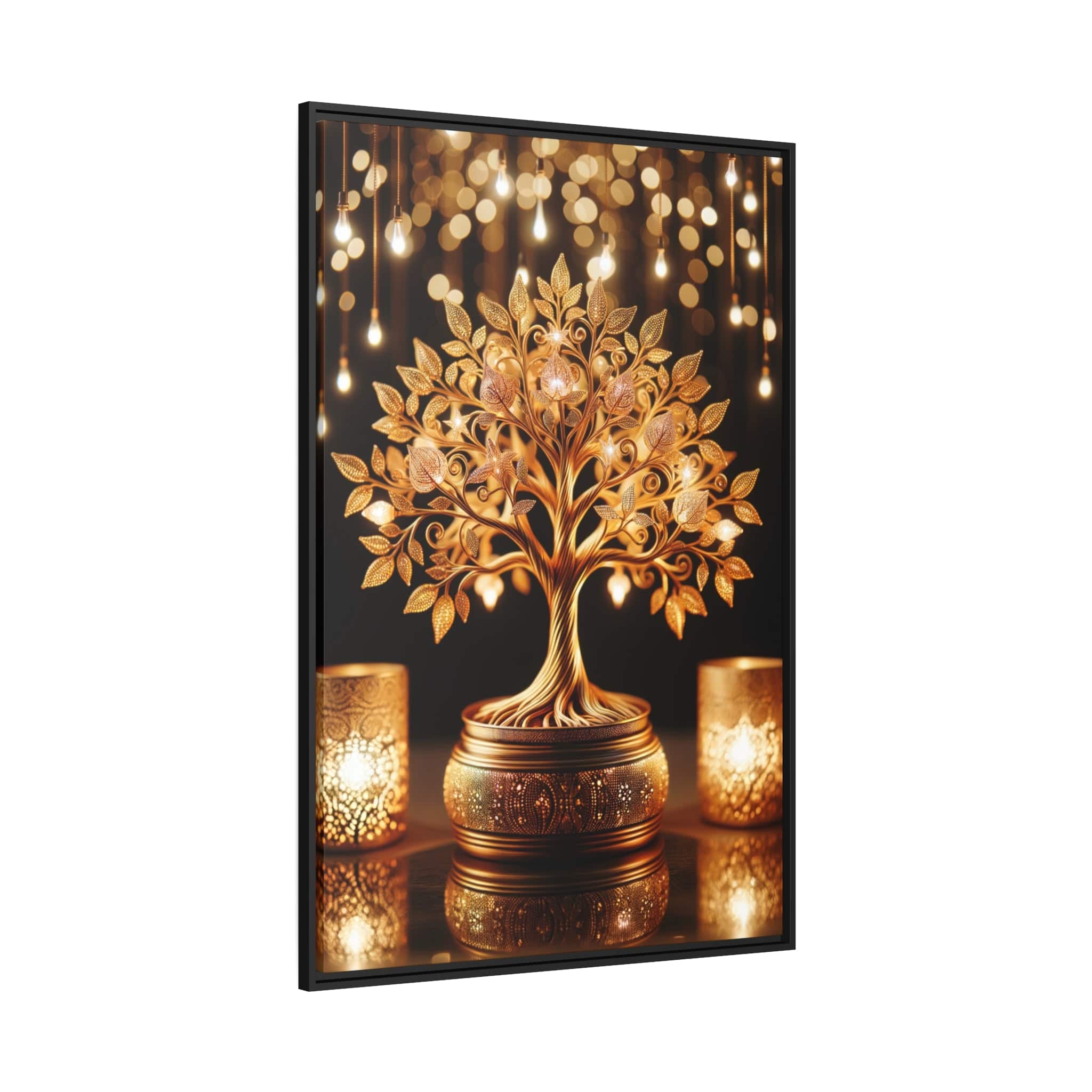 Printify Canvas Tableau Dorée Arbre De vie, Scintillant