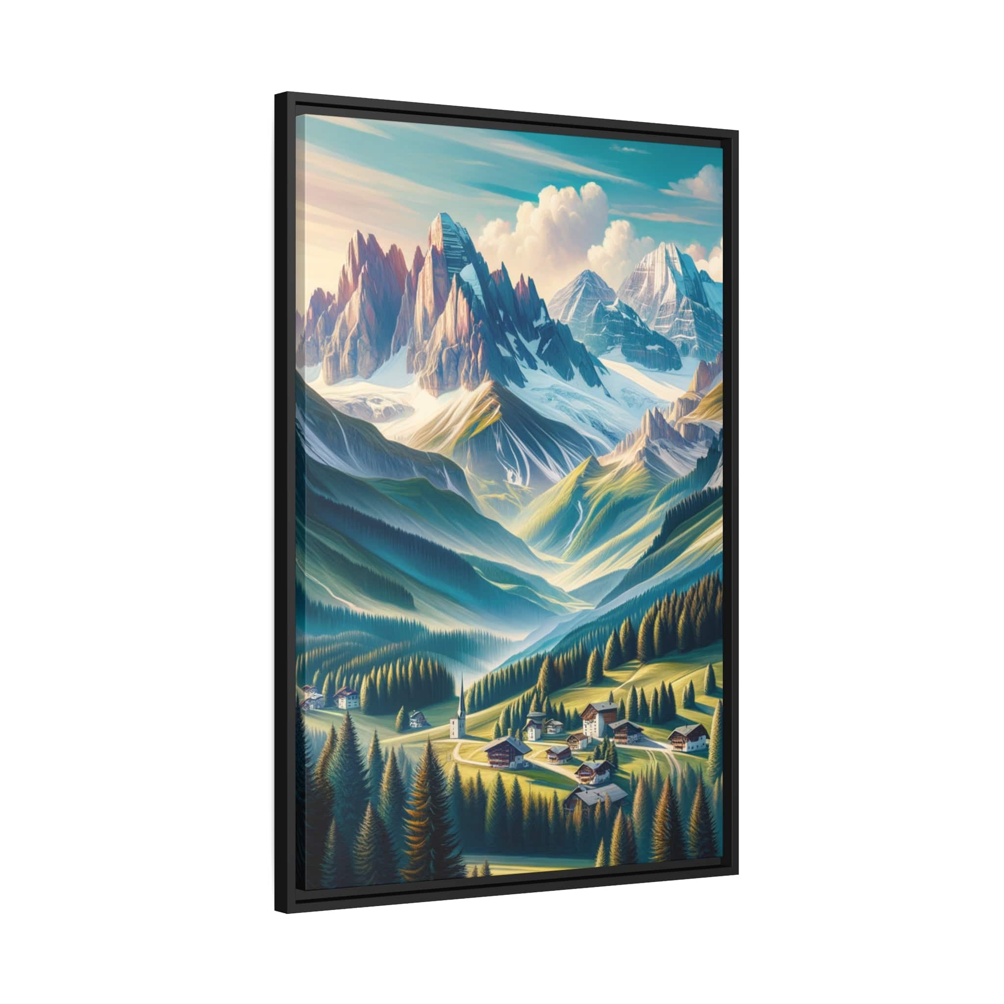 Printify Canvas Tableau "Émerveillement alpin : Un tableau vibrant des sommets majestueux des Alpes"