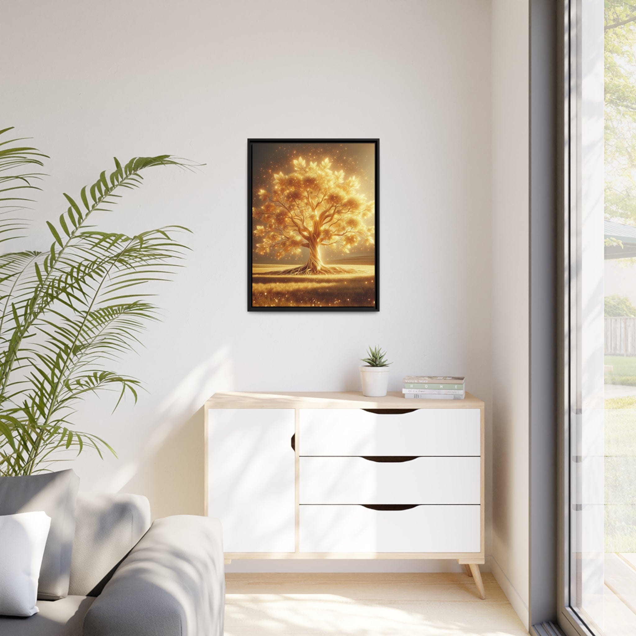 Printify Canvas Tableau Arbre De Vie Les Feuilles D'or Bruissent Dans Le Vent