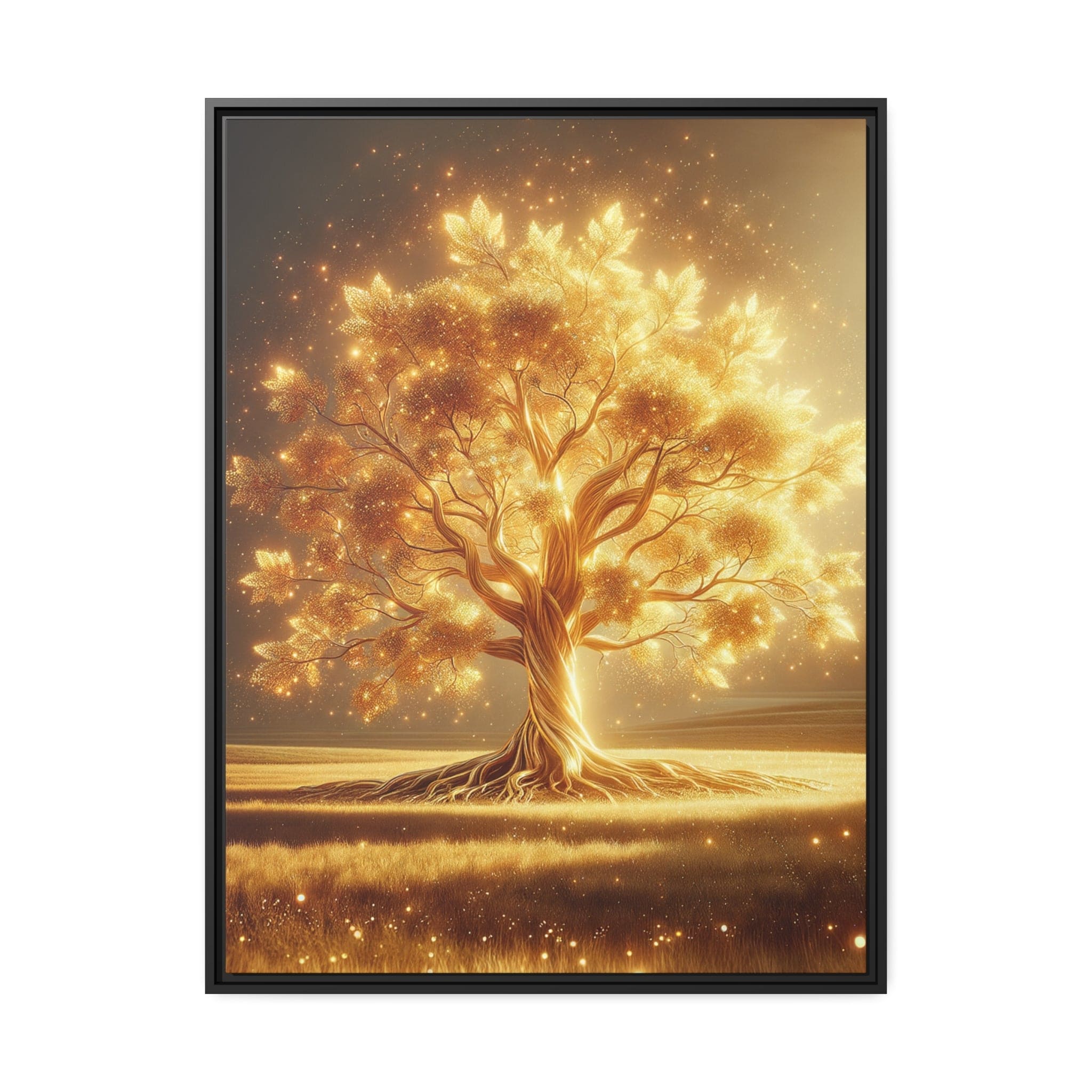 Printify Canvas 30" x 40" (Vertical) Tableau Arbre De Vie Les Feuilles D'or Bruissent Dans Le Vent