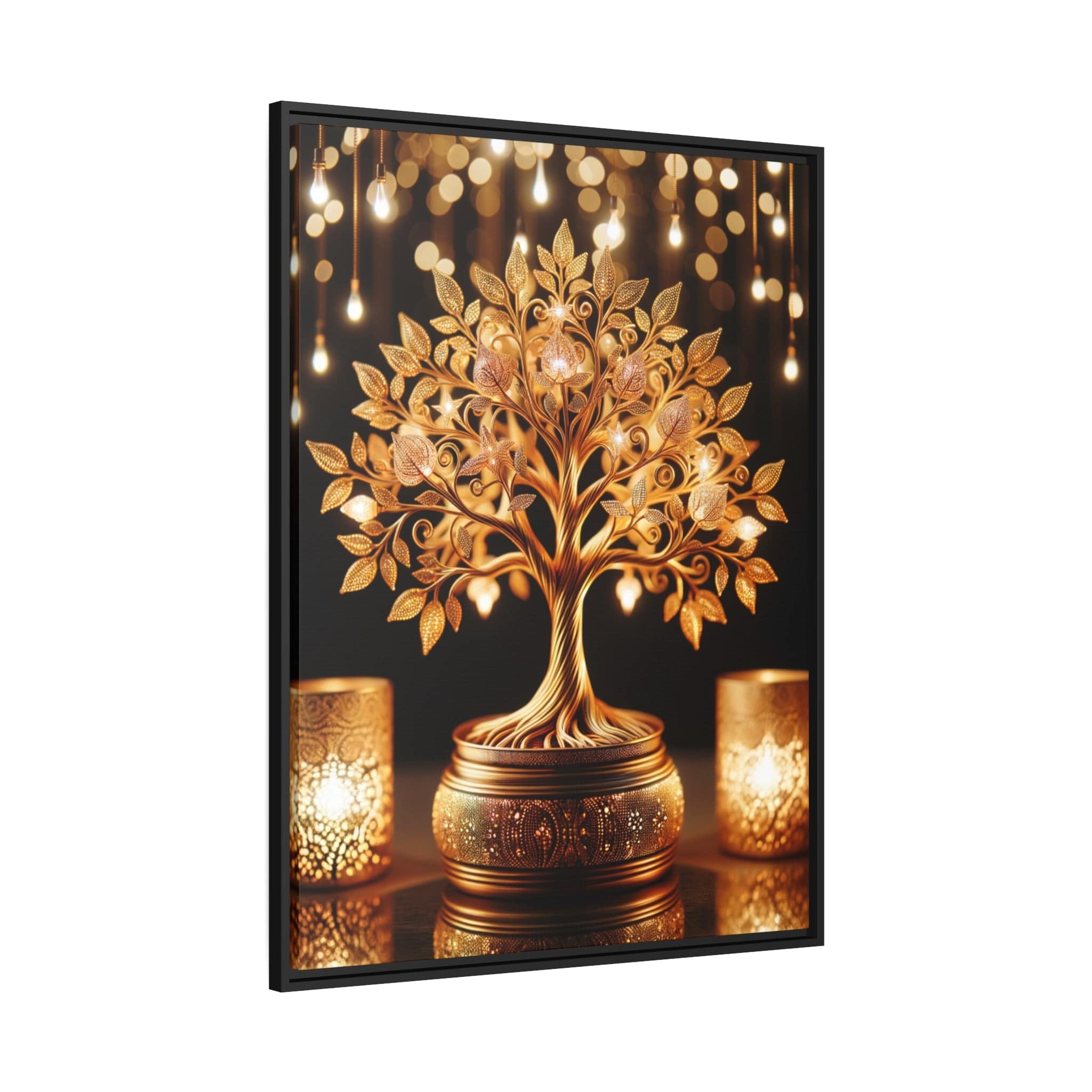 Printify Canvas Tableau Dorée Arbre De vie, Scintillant