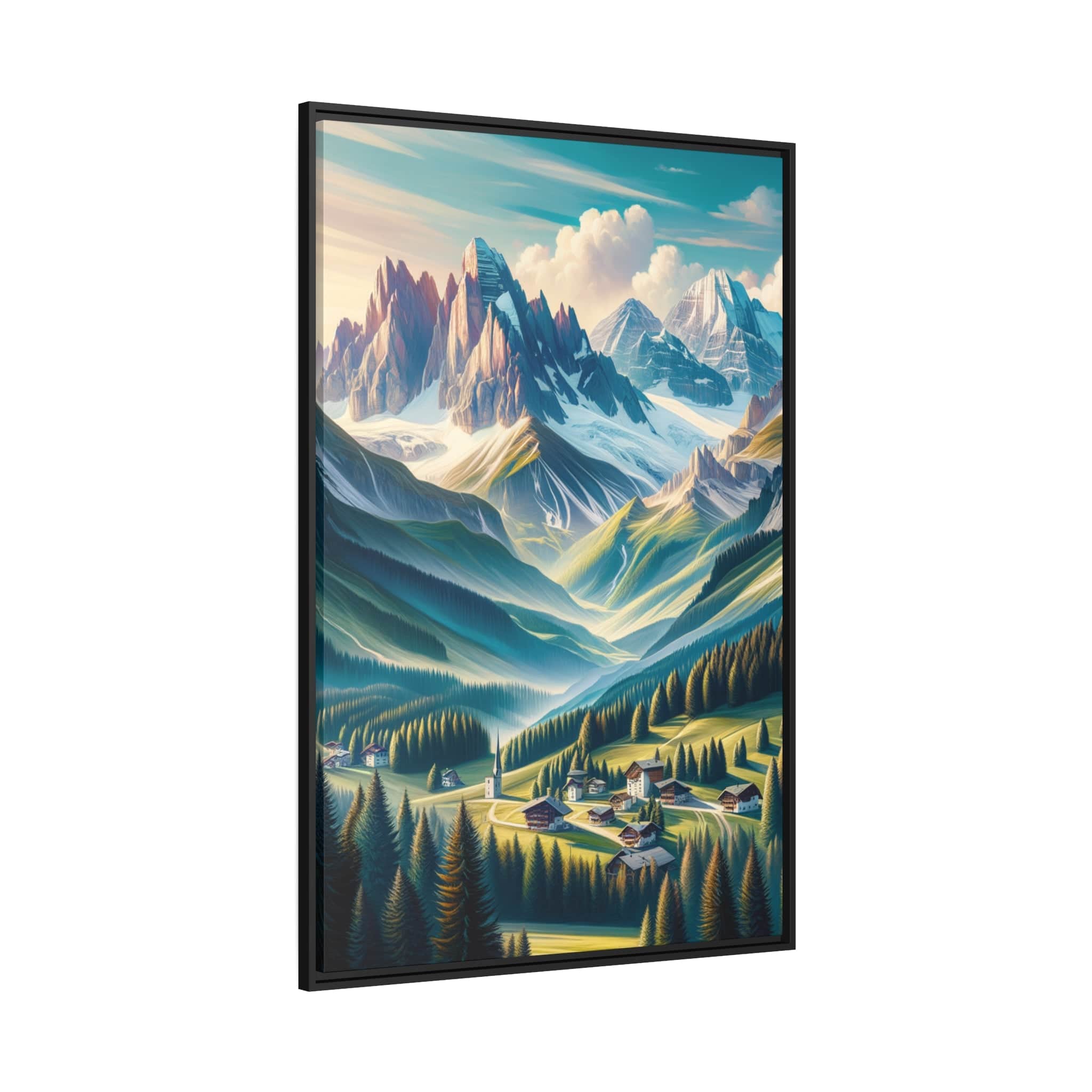 Printify Canvas Tableau "Émerveillement alpin : Un tableau vibrant des sommets majestueux des Alpes"