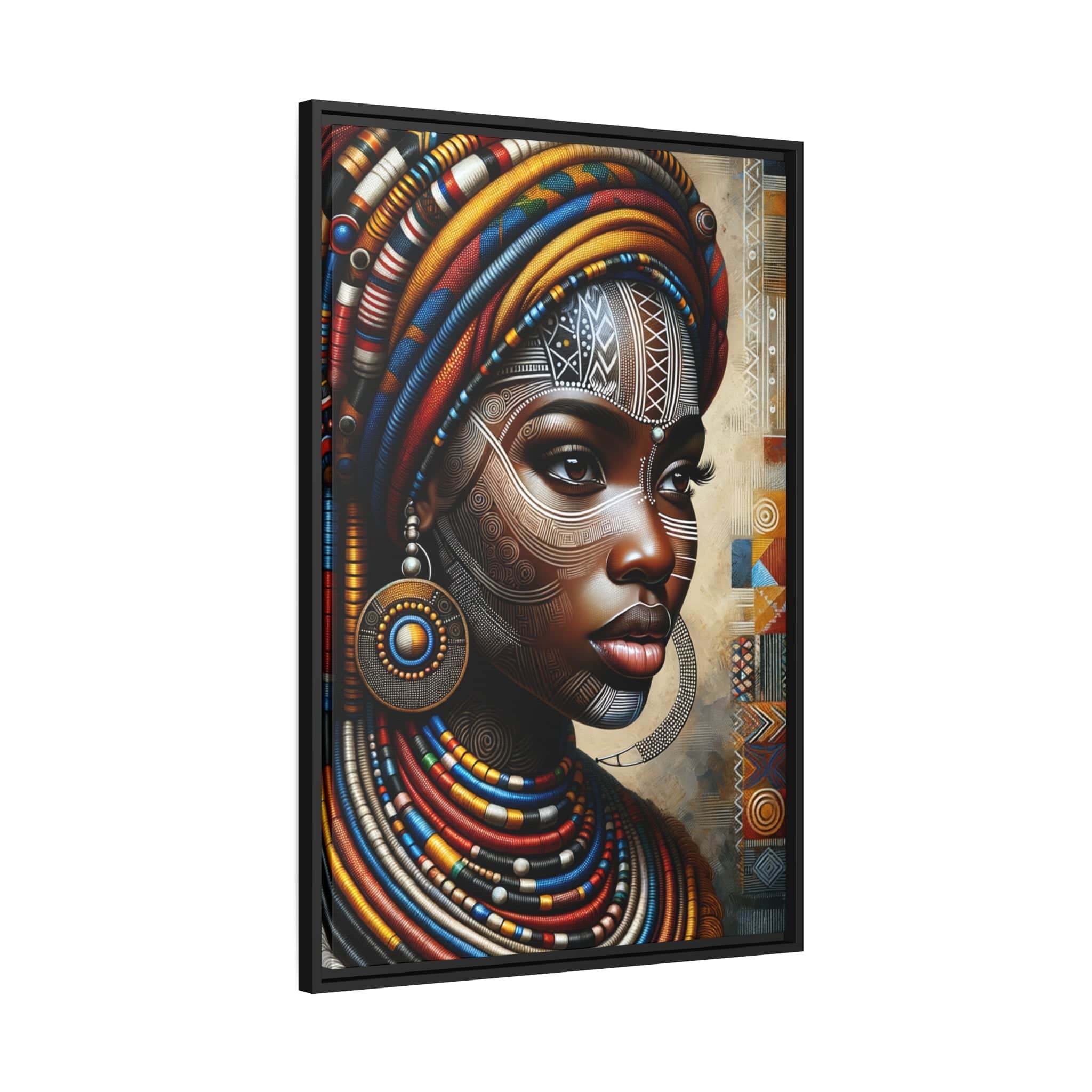 Printify Canvas Tableau "Afrique Féminine: Le Portrait Coloré de la Beauté, la Force et l'Élégance"