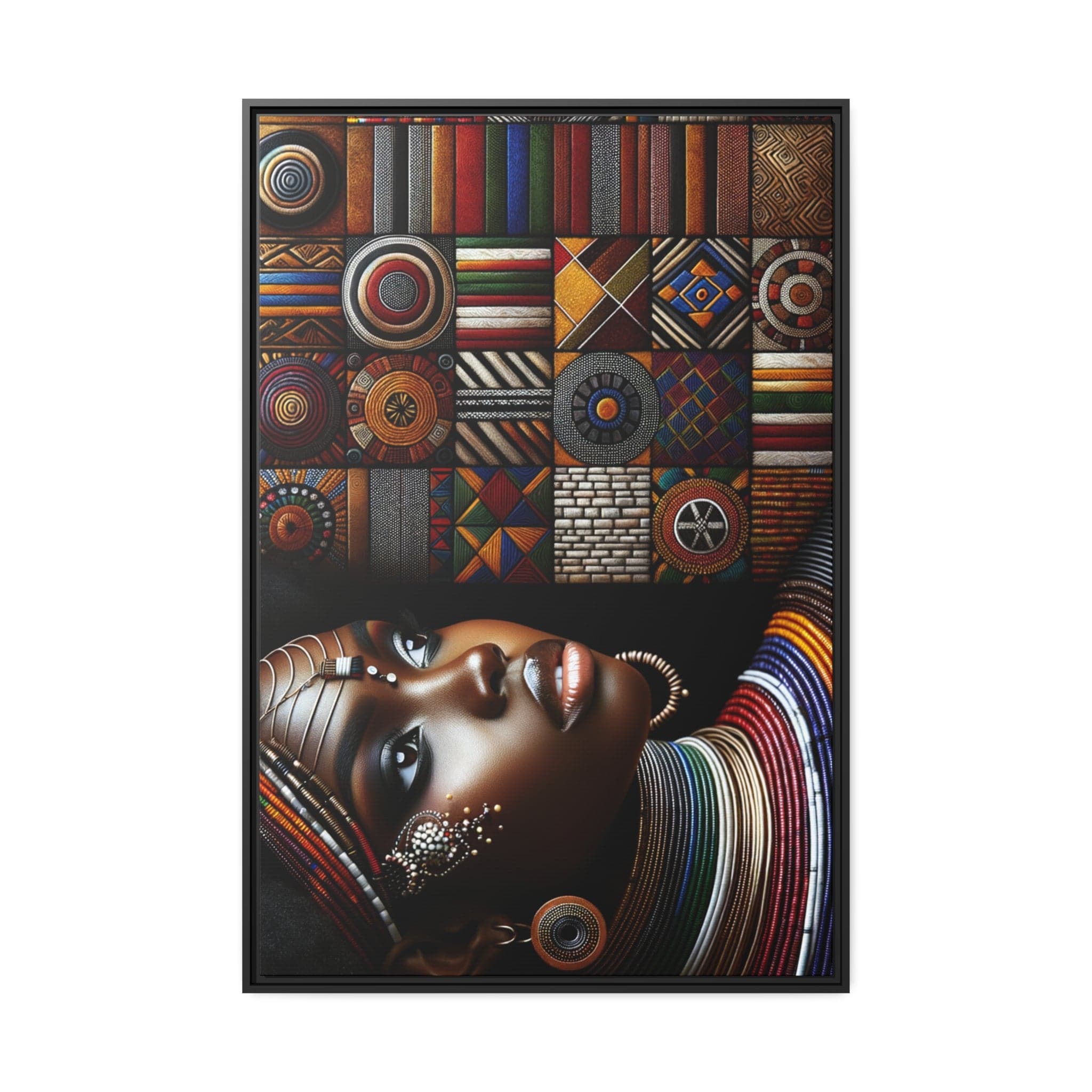 Printify Canvas 81.30 Cm″ x 121.90 Cm″ (Vertical) Tableau "La Reine Nubienne : une représentation sublime de la beauté africaine féminine"