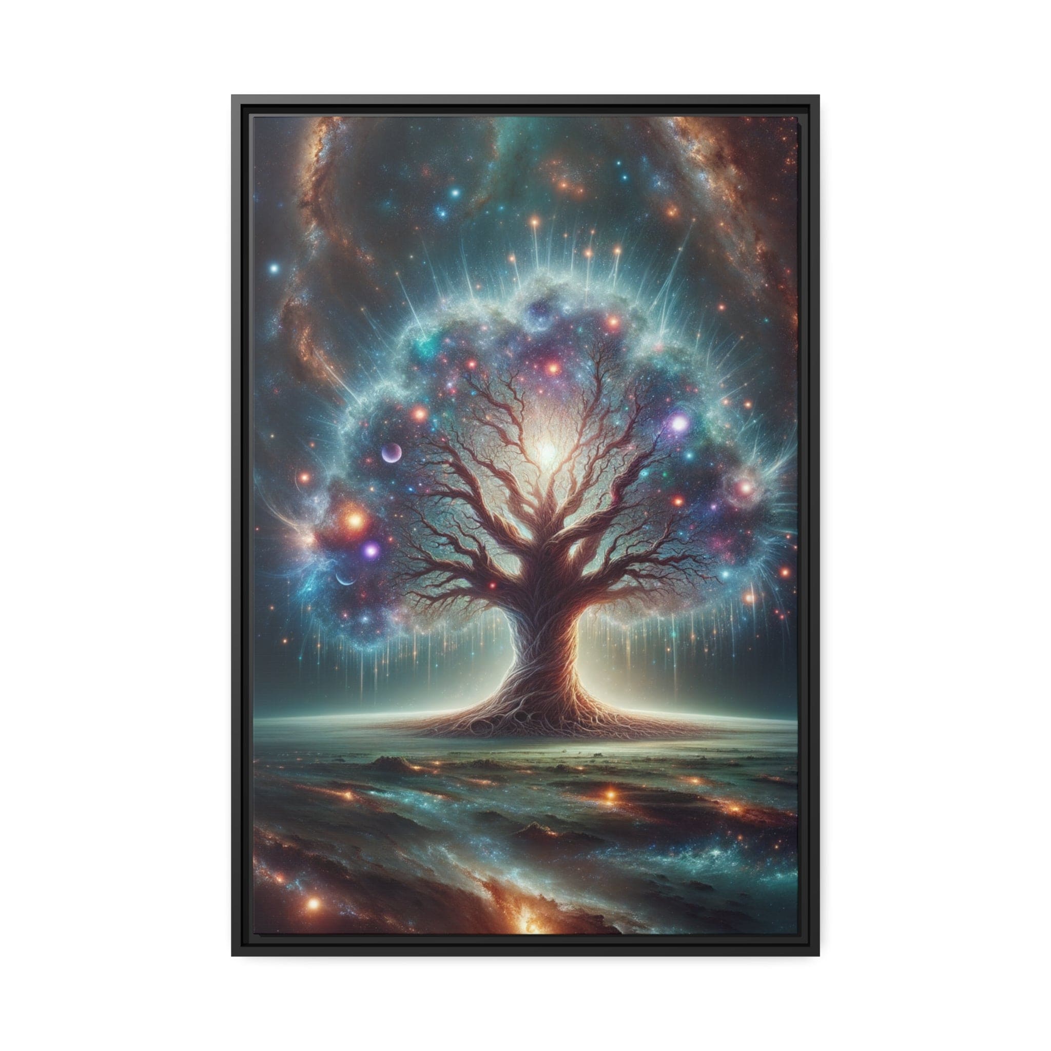 Printify Canvas 24″ x 36″ (Vertical) / Cadre Noir Tableau Un arbre de vie cosmique