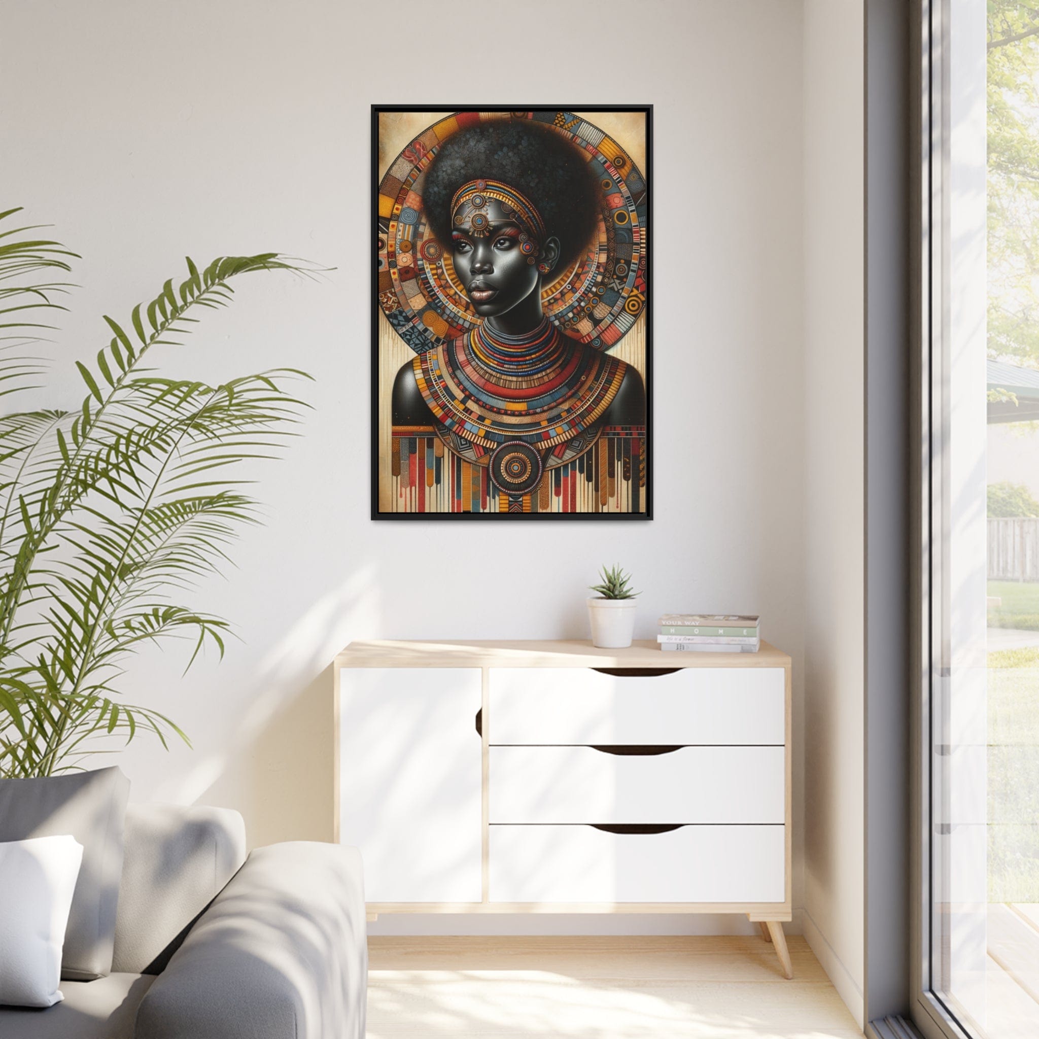 Printify Canvas Tableau "Afrique épanouie : La beauté féminine capturée dans un tableau"