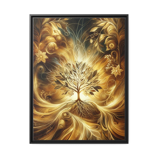 Tableau L'arbre de vie doré : une œuvre majestueuse scintillant de vie et d'abondance Canvanation