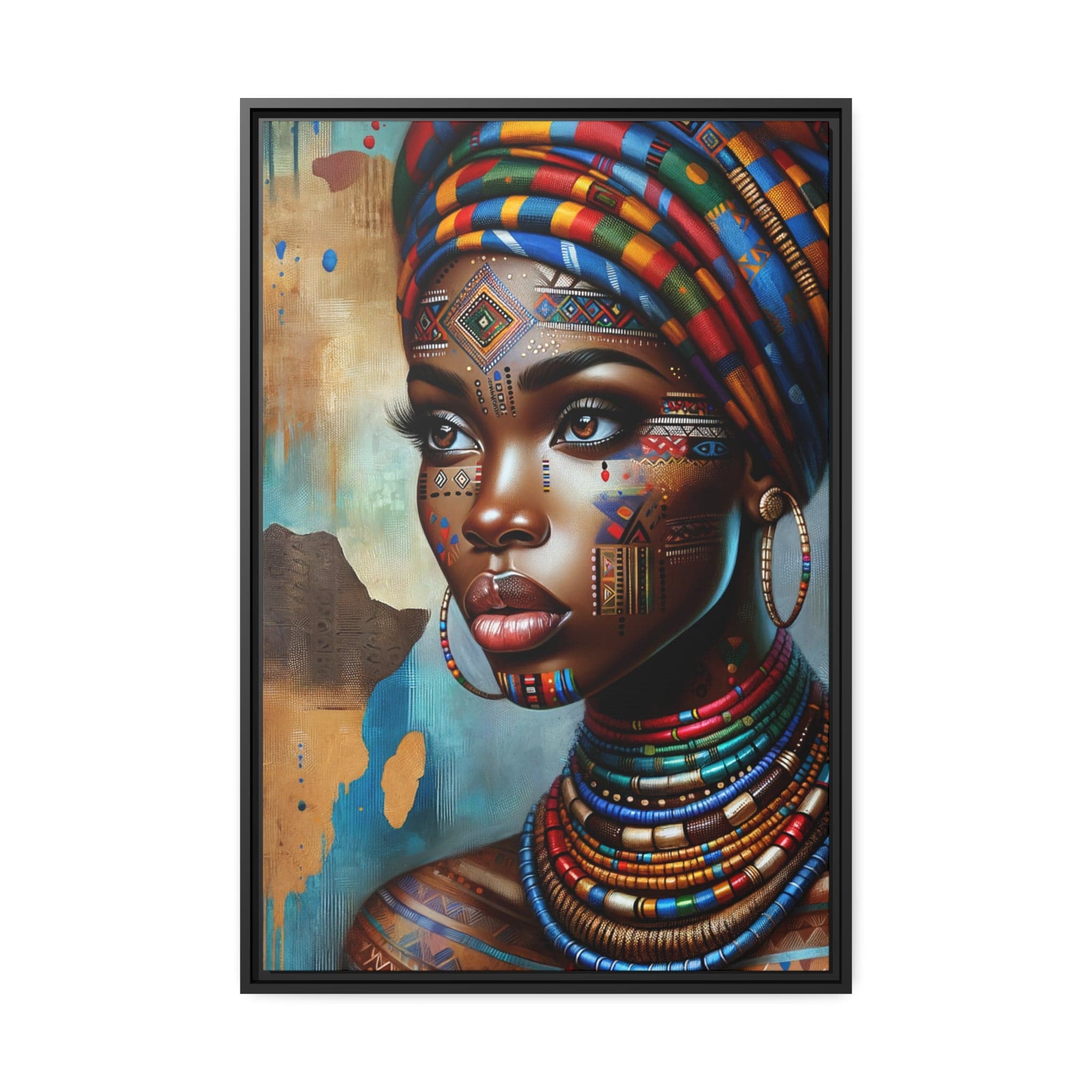 Printify Canvas 61.00 Cm″ x 91.40 Cm″ (Vertical) Tableau "Vibrantes expressions de la féminité africaine dans un tableau captivant"