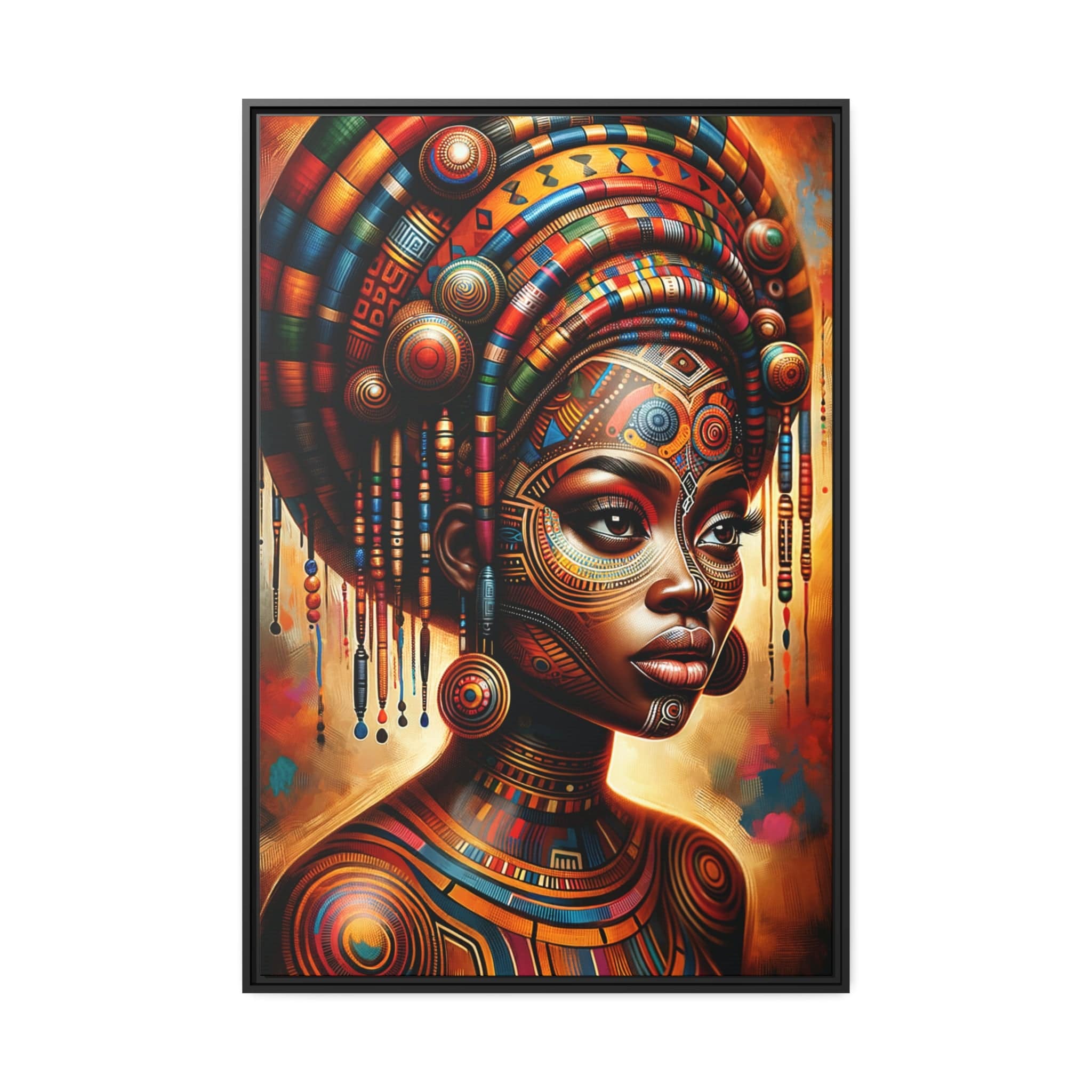 Printify Canvas 81.30 Cm″ x 121.90 Cm″ (Vertical) Tableau "Reines d'Afrique : Célébration de la force et de la grâce des femmes africaines".