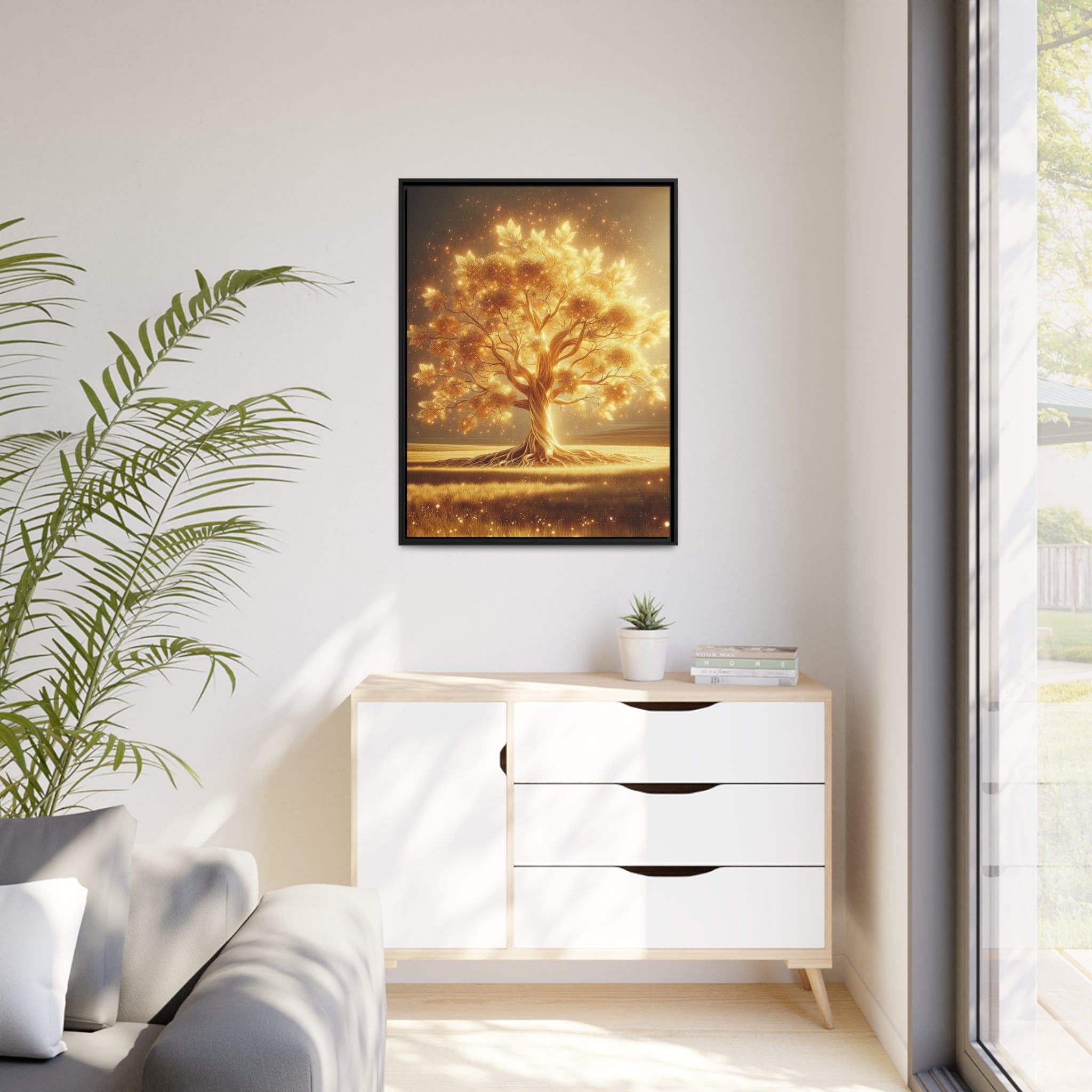 Printify Canvas Tableau Arbre De Vie Les Feuilles D'or Bruissent Dans Le Vent