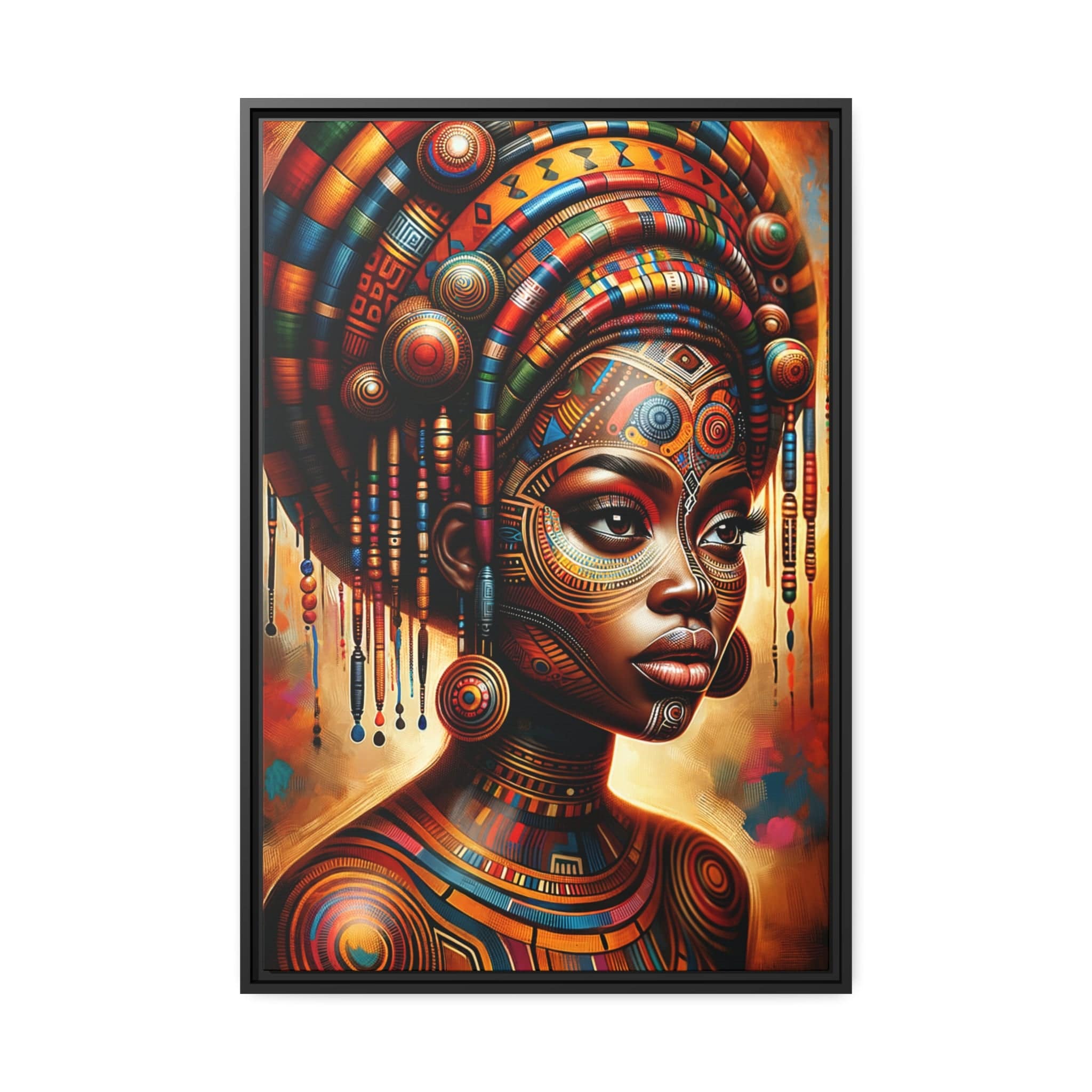 Printify Canvas 61.00 Cm″ x 91.40 Cm″ (Vertical) Tableau "Reines d'Afrique : Célébration de la force et de la grâce des femmes africaines".