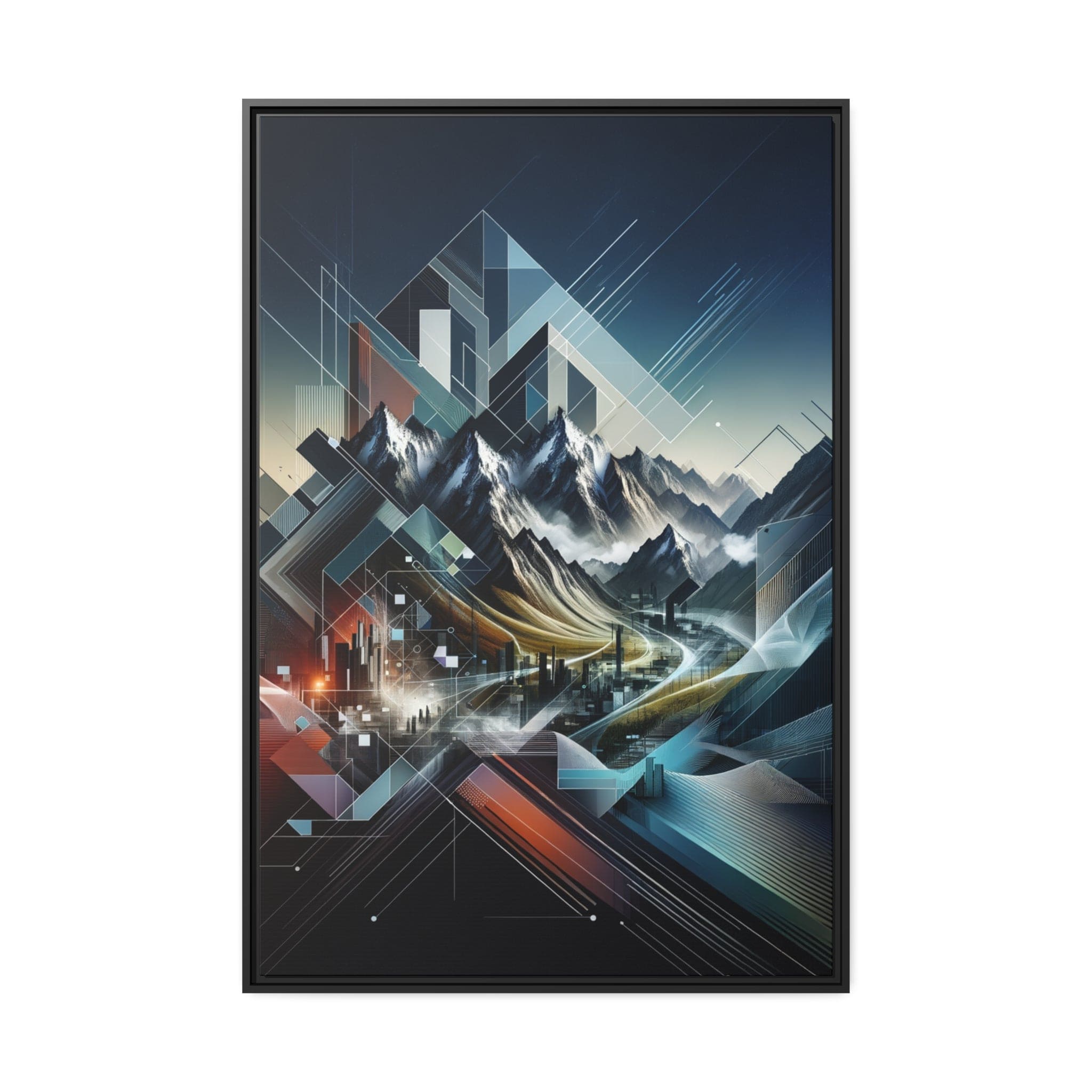 Printify Canvas 81.30 Cm″ x 121.90 Cm″ (Vertical) Tableau "Émerveillement des sommets contemporains : un tableau moderne de montagnes"