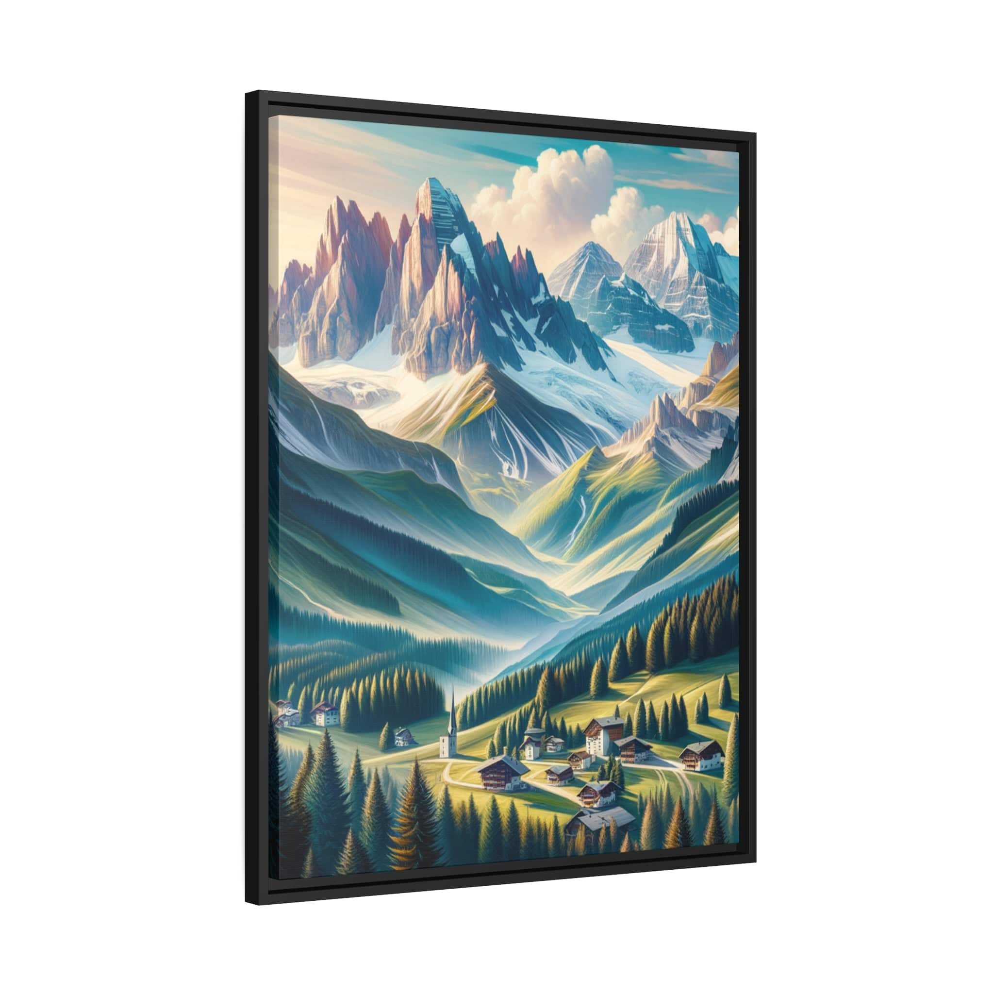 Printify Canvas Tableau "Émerveillement alpin : Un tableau vibrant des sommets majestueux des Alpes"