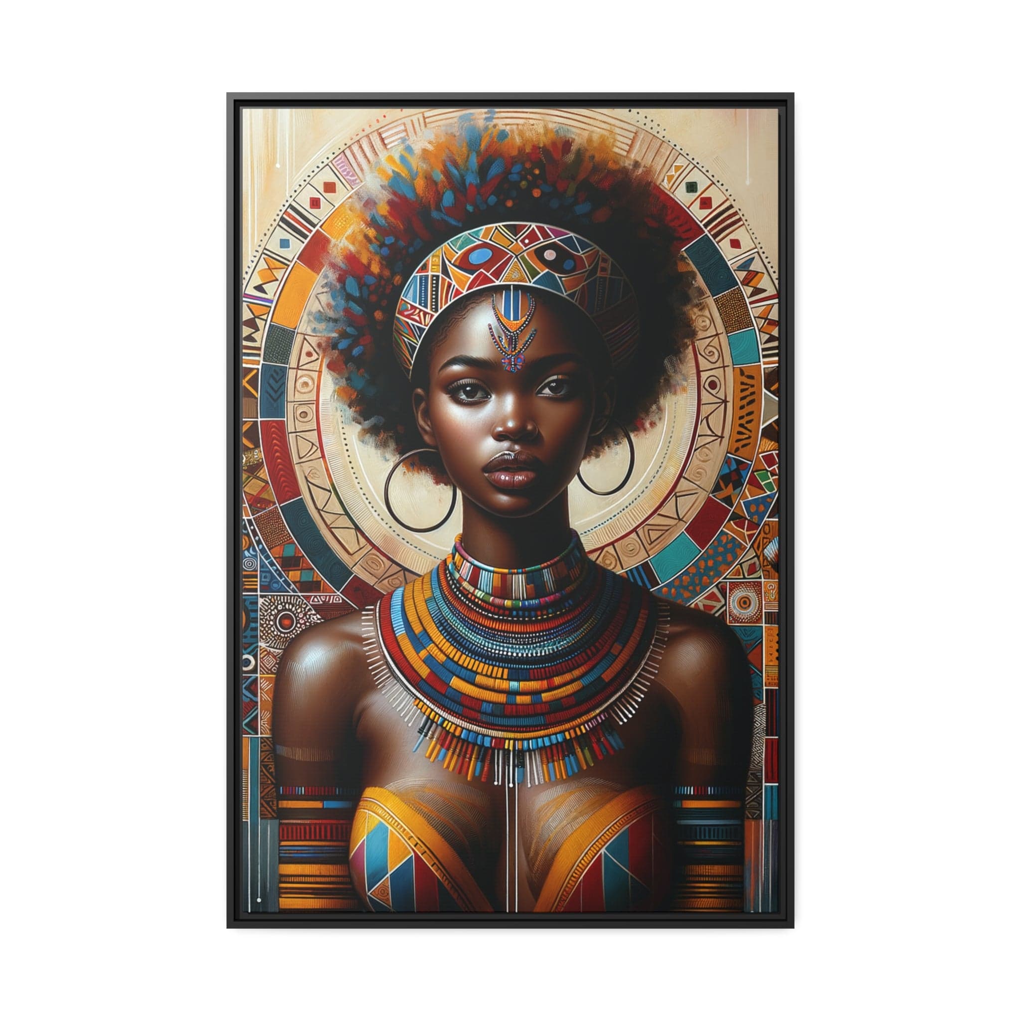 Printify Canvas 81.30 Cm″ x 121.90 Cm″ (Vertical) Tableau "Empowering African Women: A Vibrant and Resilient Tableau"